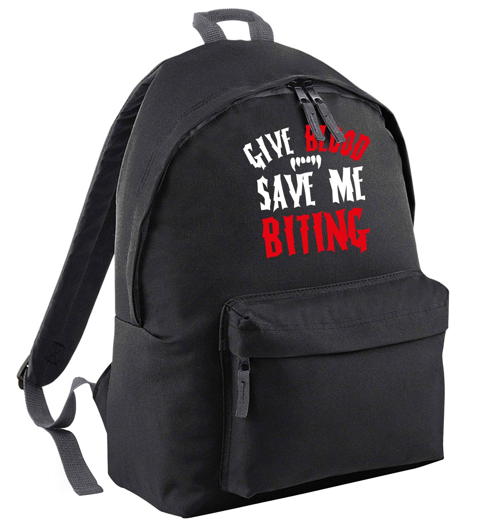 Give blood save me biting black adults backpack