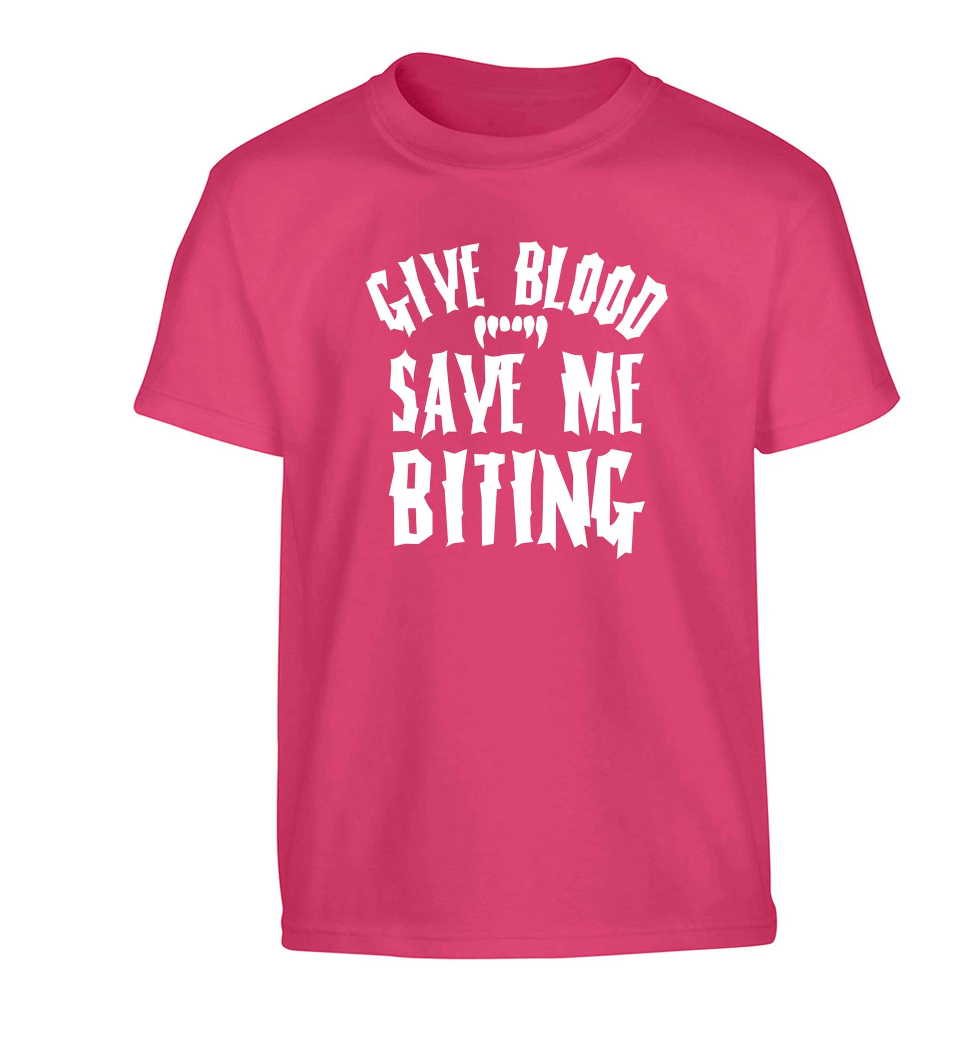 Give blood save me biting Children's pink Tshirt 12-13 Years