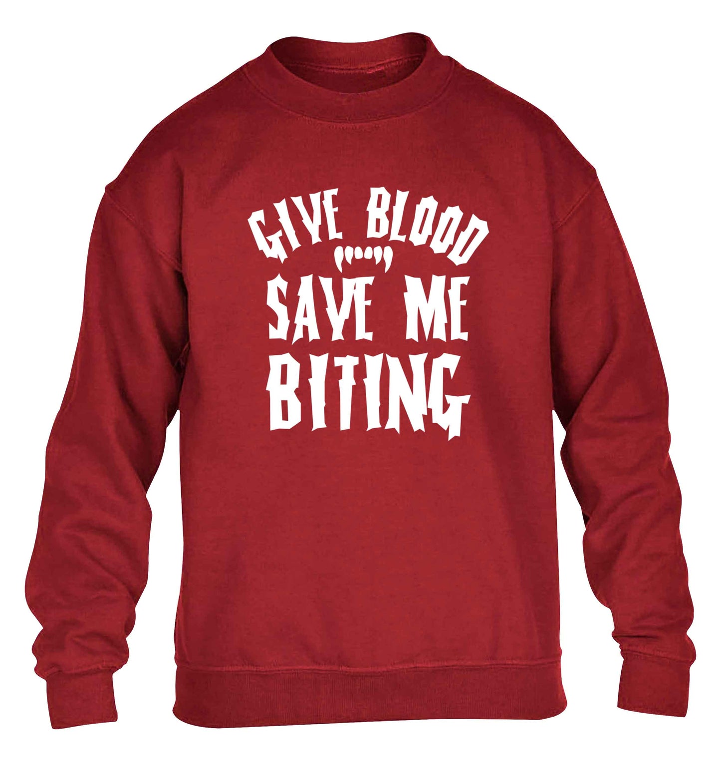 Give blood save me biting children's grey sweater 12-13 Years