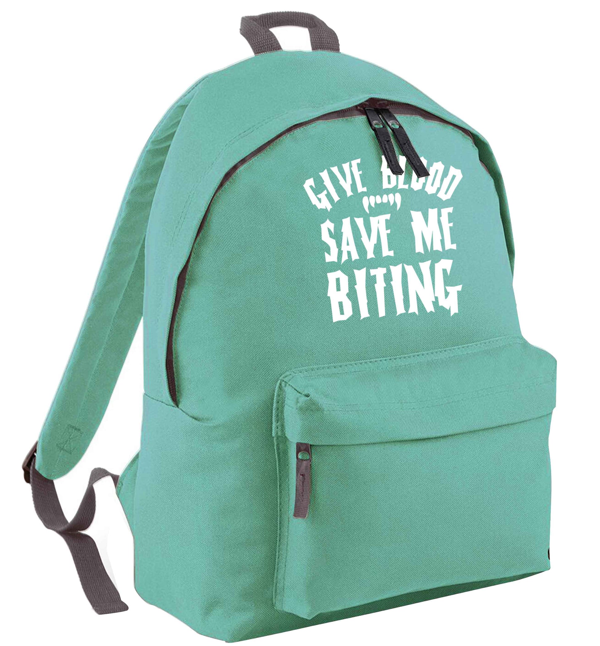 Give blood save me biting mint adults backpack