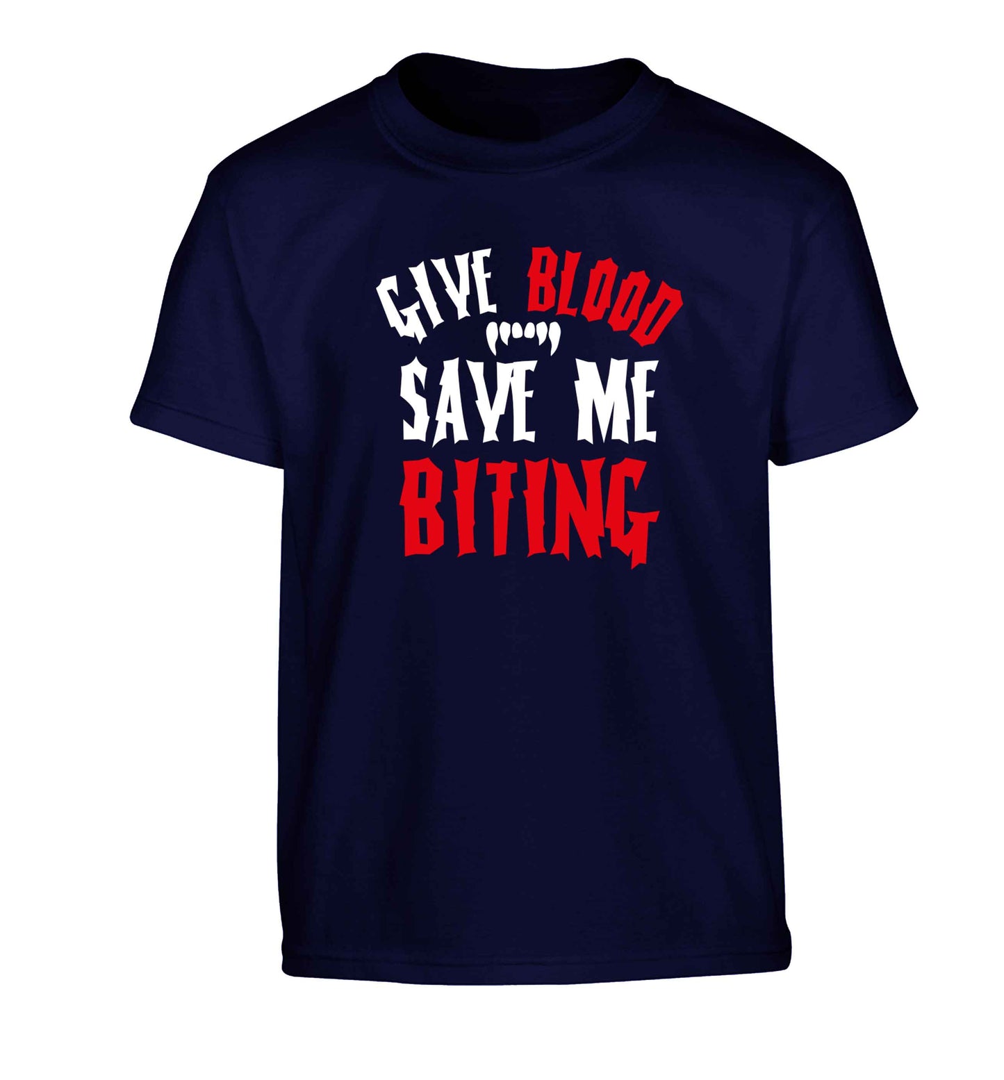 Give blood save me biting Children's navy Tshirt 12-13 Years