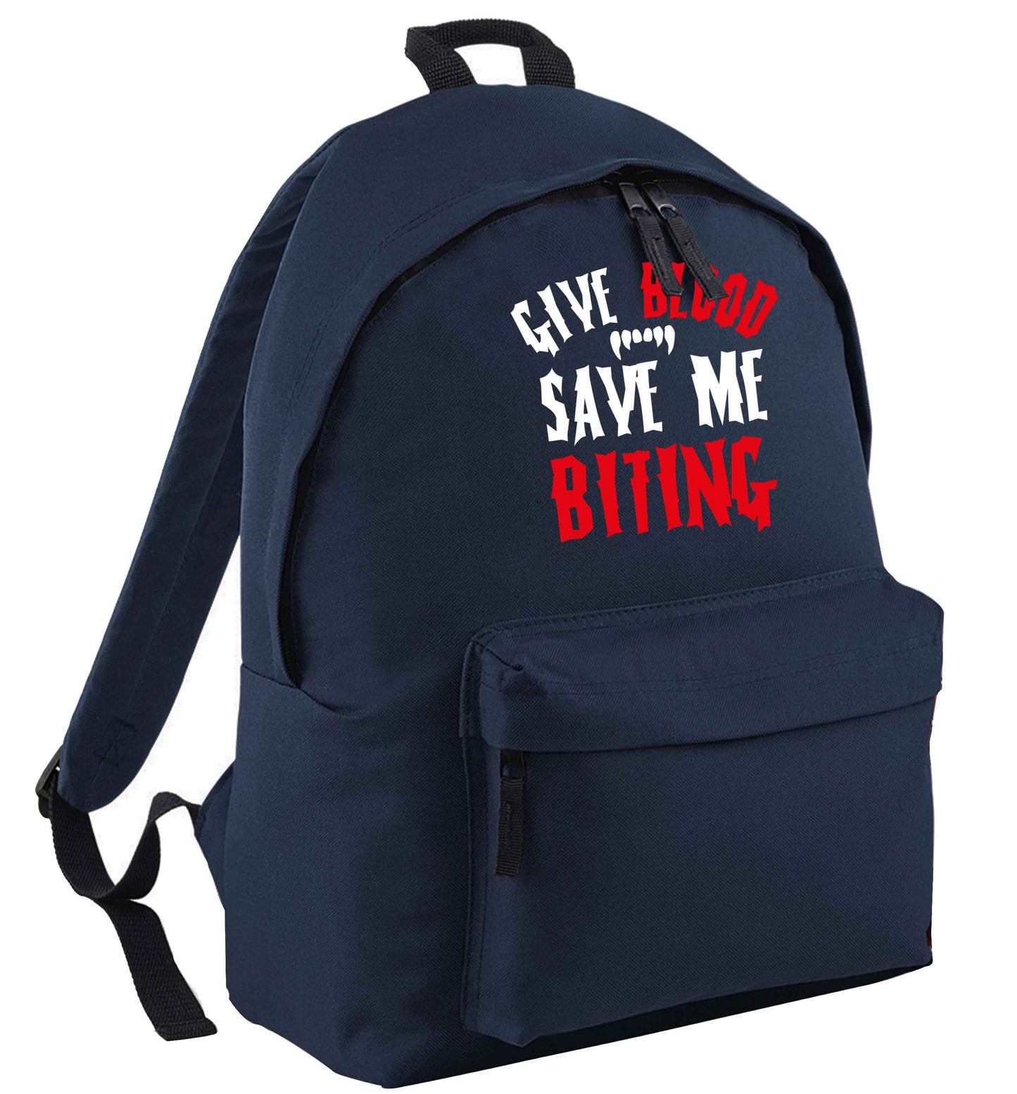 Give blood save me biting navy adults backpack