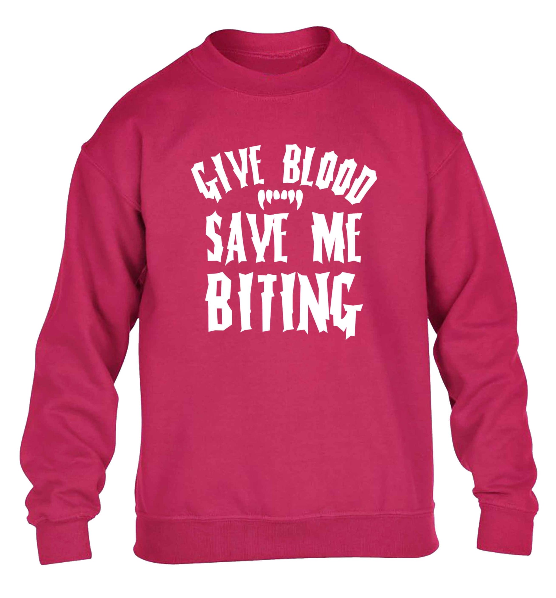 Give blood save me biting children's pink sweater 12-13 Years