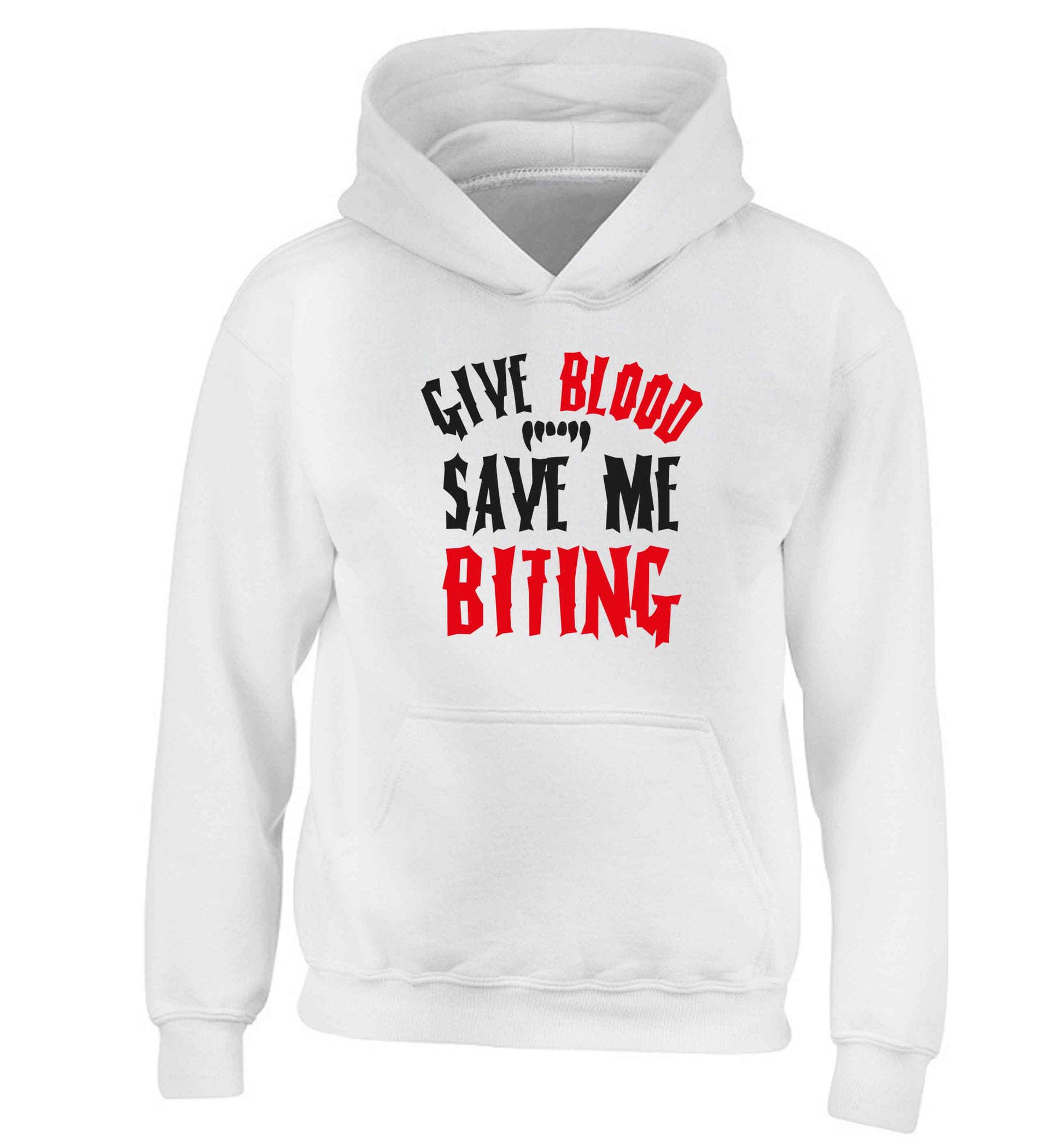 Give blood save me biting children's white hoodie 12-13 Years