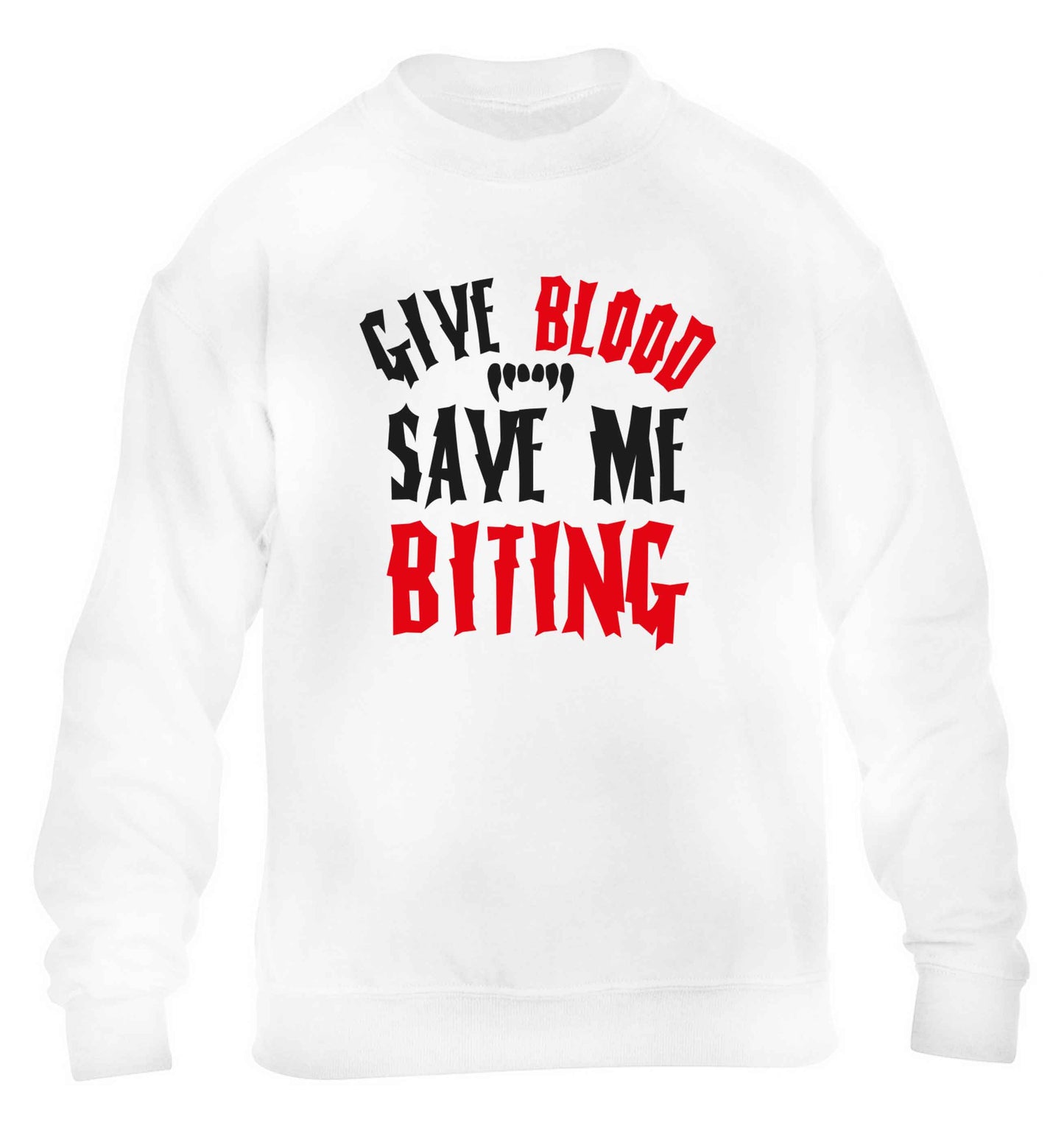Give blood save me biting children's white sweater 12-13 Years