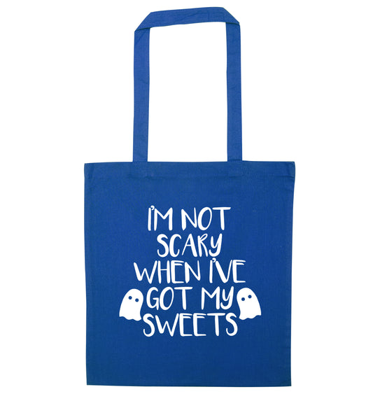 I'm not scary when I've got my sweets blue tote bag