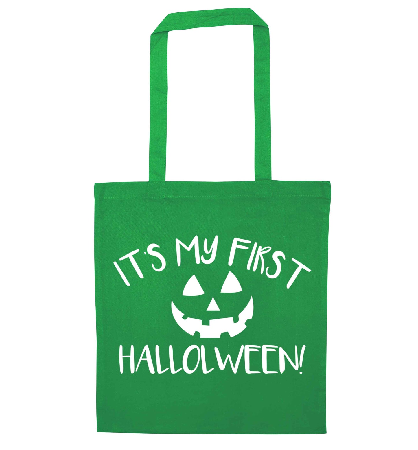 My 1st Halloween Pumpkin green tote bag