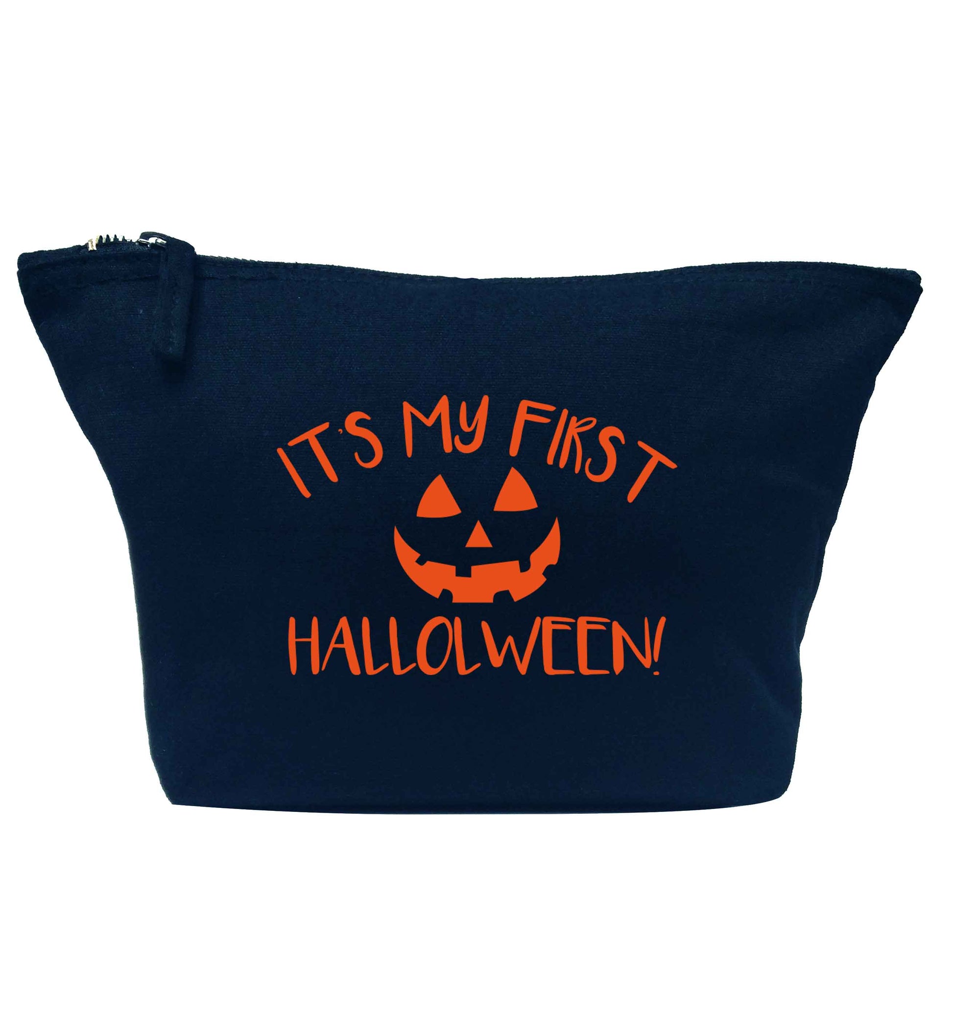 My 1st Halloween Pumpkin navy makeup bag