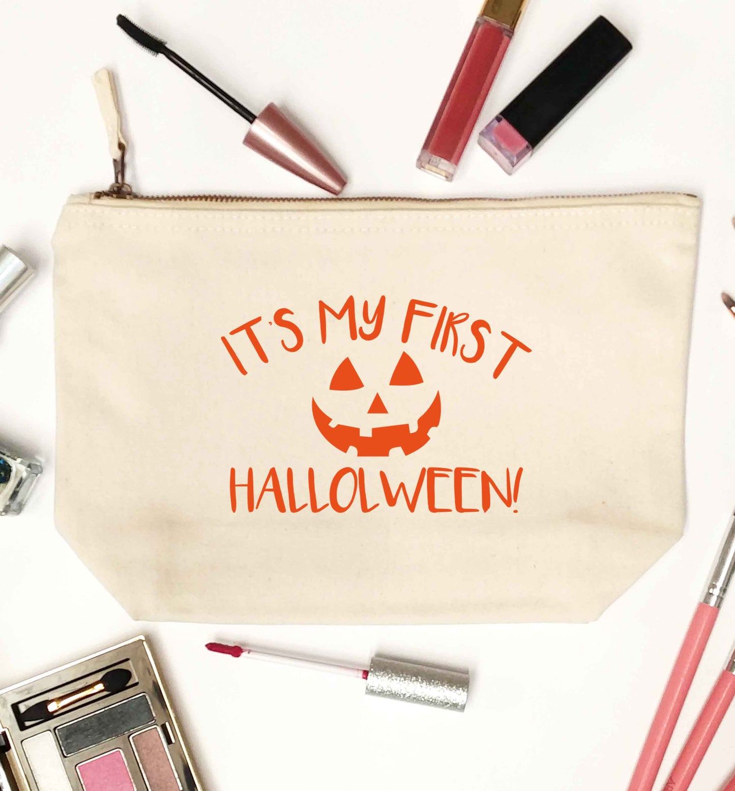 My 1st Halloween Pumpkin natural makeup bag