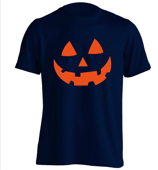 Pumpkin face adults unisex navy Tshirt 2XL