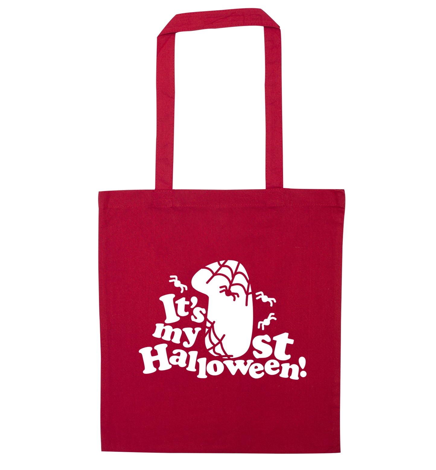 1st Halloween red tote bag