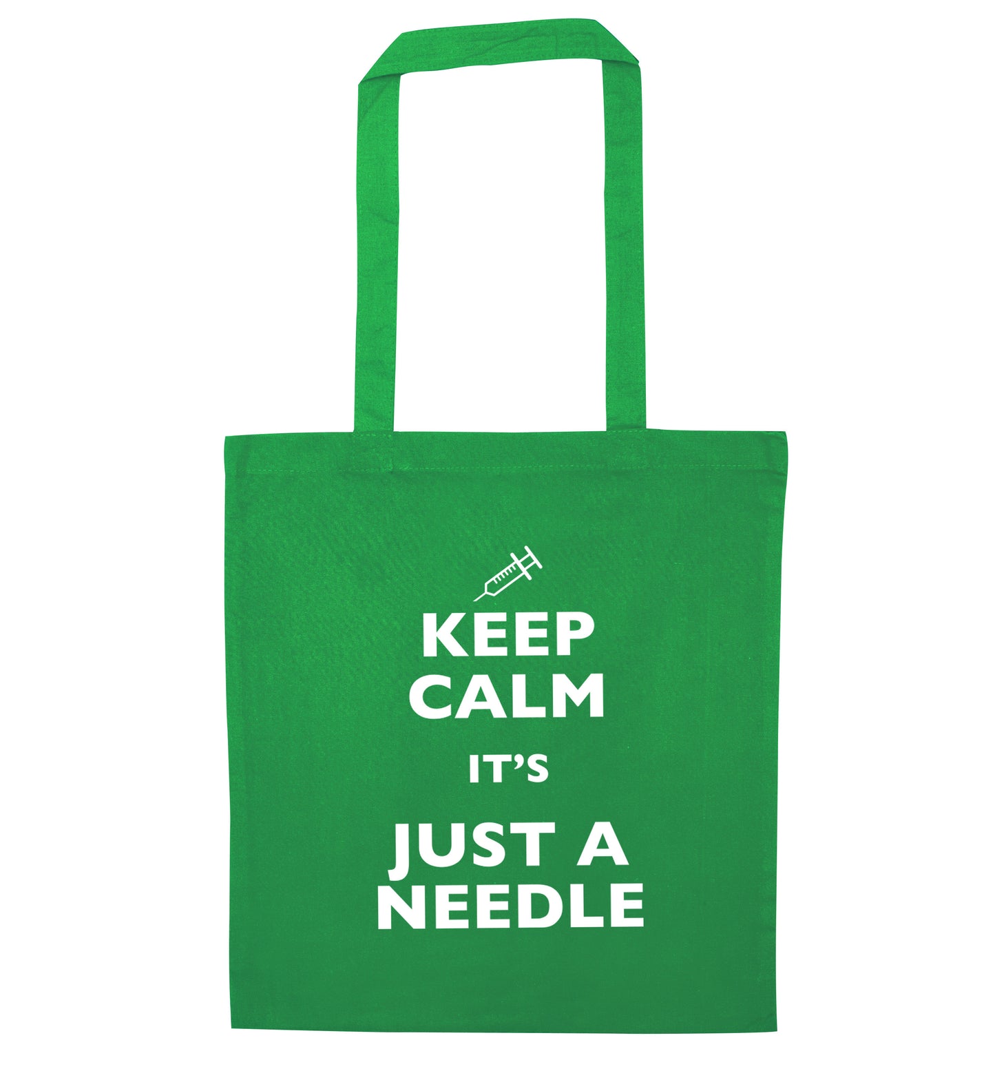 Keep calm it's only a needle green tote bag