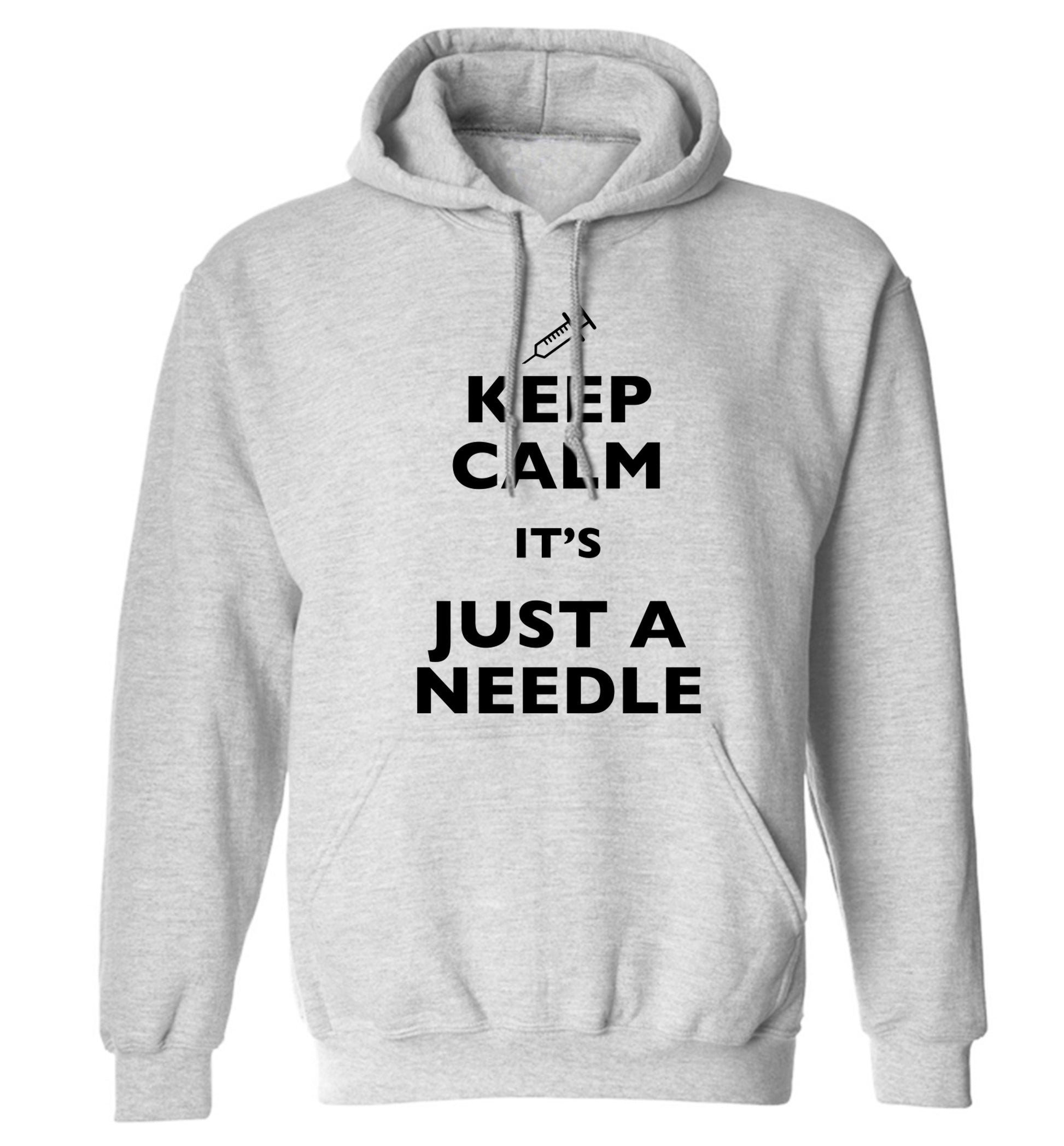 Keep calm it's only a needle adults unisex grey hoodie 2XL