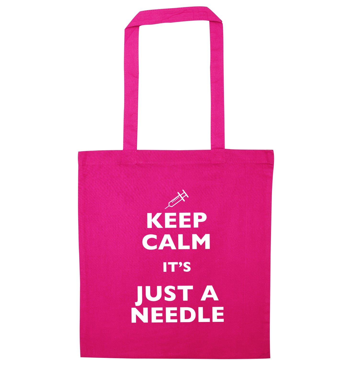 Keep calm it's only a needle pink tote bag