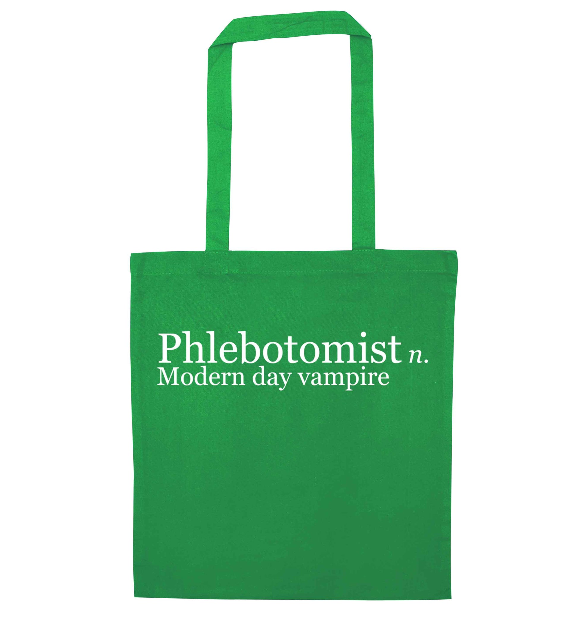 Phlebotomist - Modern day vampire green tote bag