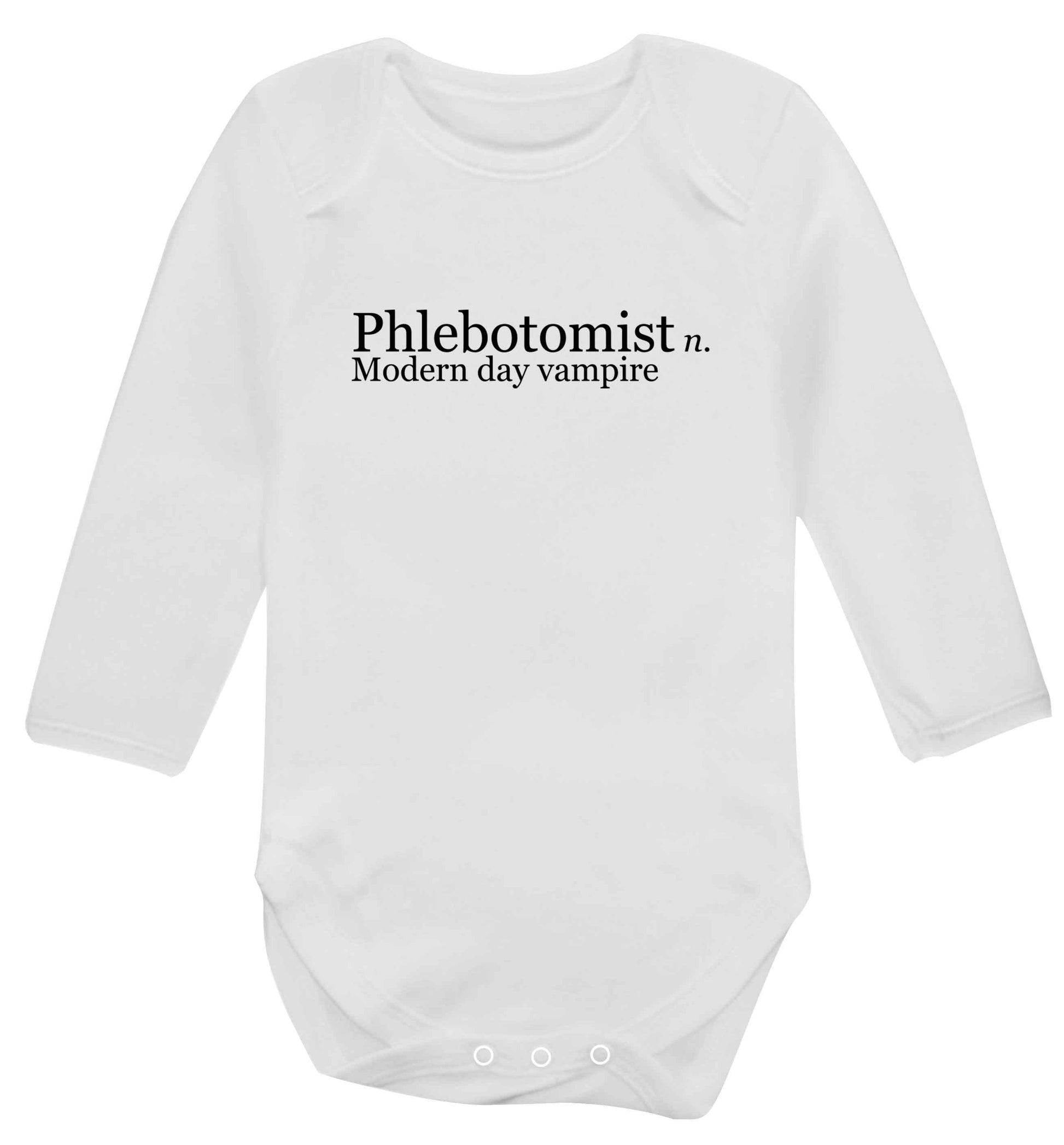 Phlebotomist - Modern day vampire baby vest long sleeved white 6-12 months