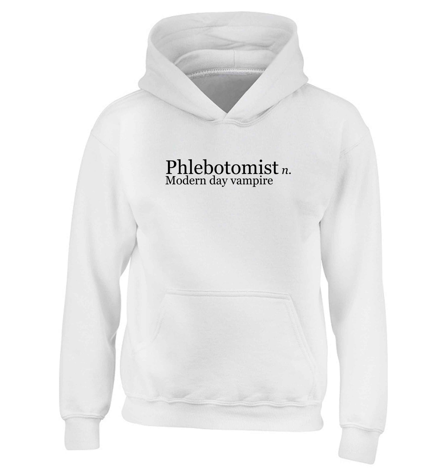 Phlebotomist - Modern day vampire children's white hoodie 12-13 Years