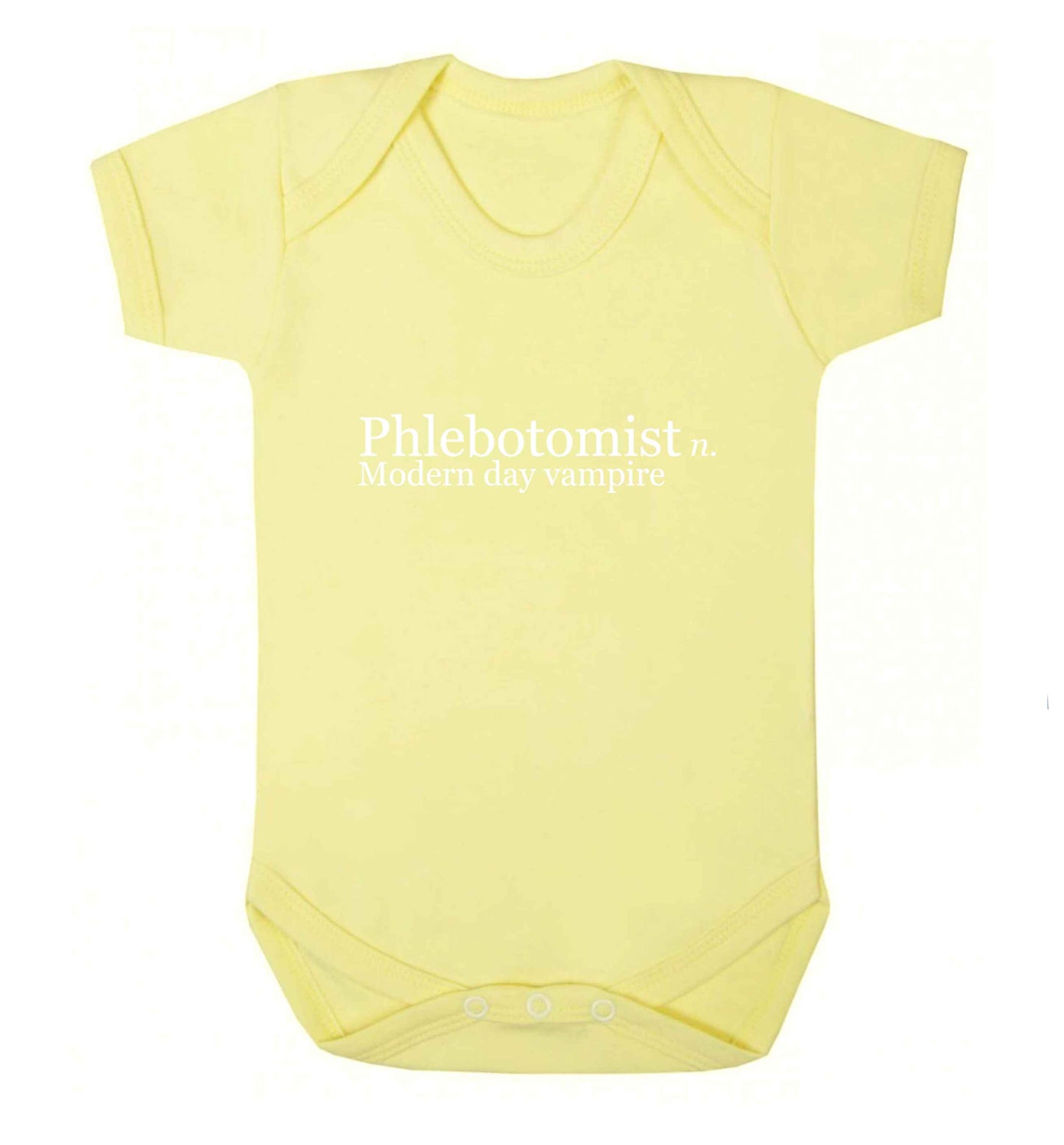 Phlebotomist - Modern day vampire baby vest pale yellow 18-24 months