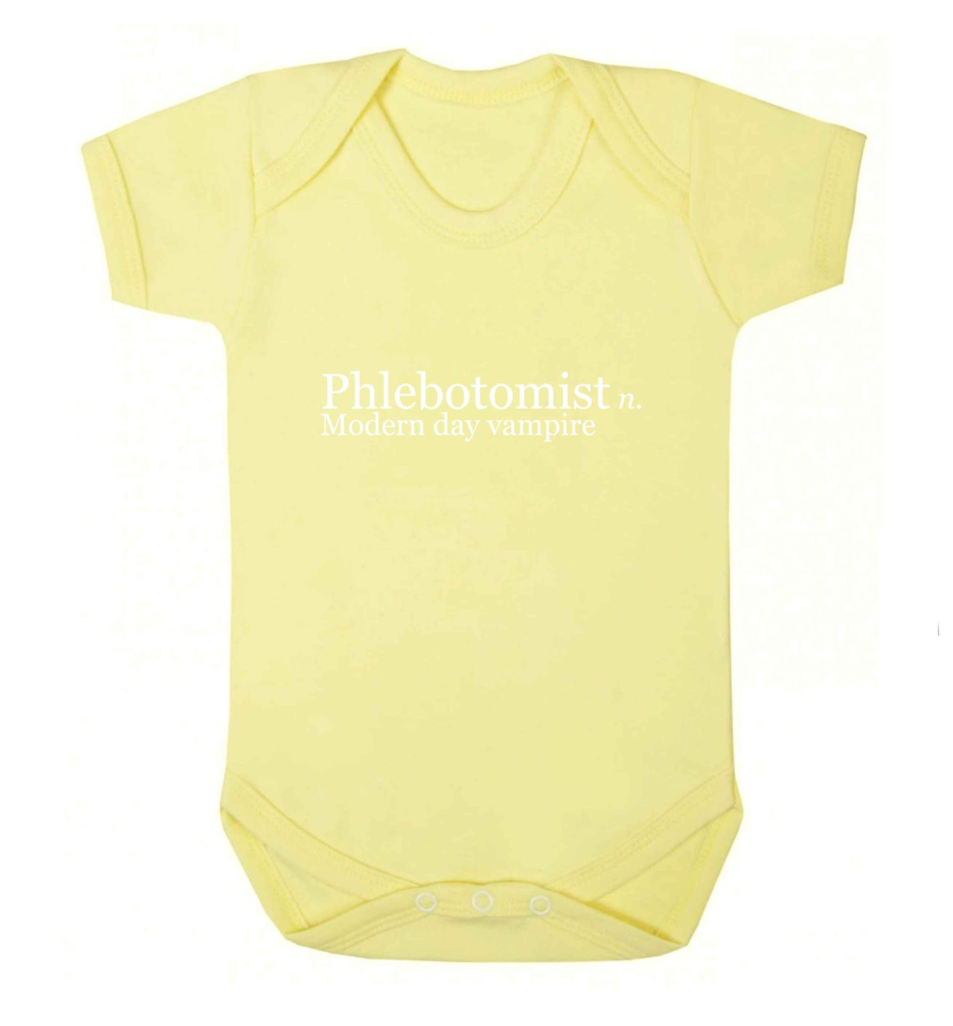 Phlebotomist - Modern day vampire baby vest pale yellow 18-24 months
