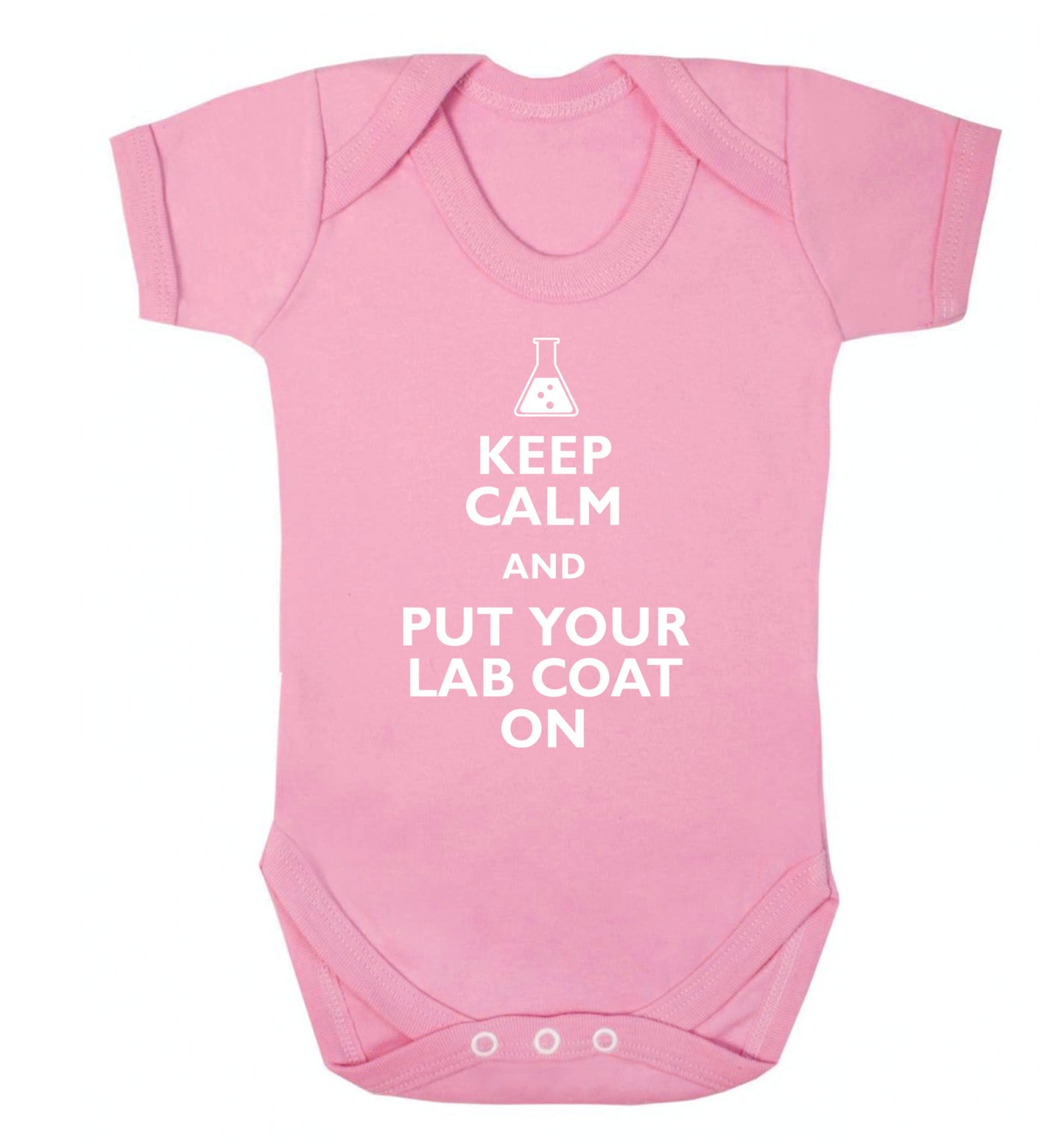 Keep calm and put your lab coat on Baby Vest pale pink 18-24 months