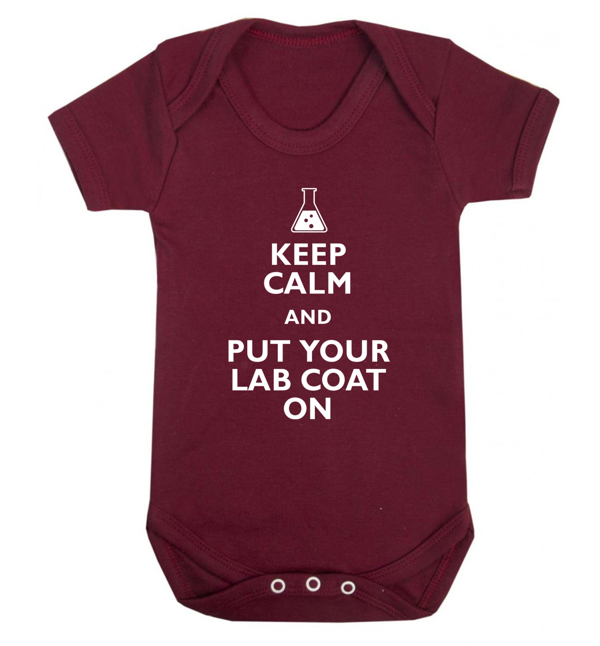 Keep calm and put your lab coat on Baby Vest maroon 18-24 months