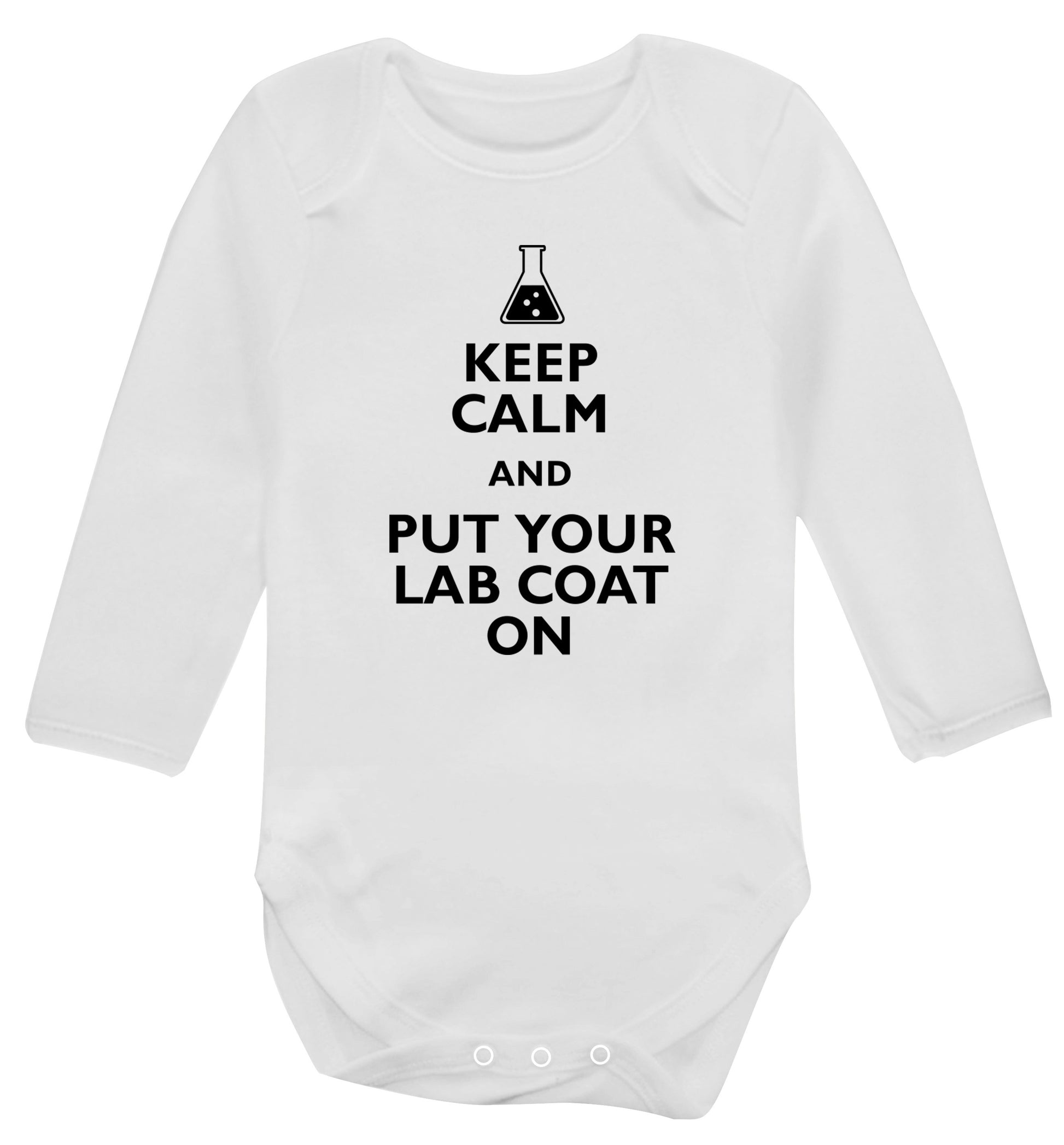 Keep calm and put your lab coat on Baby Vest long sleeved white 6-12 months