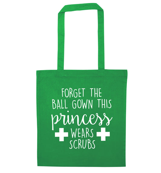 Forget the ball gown this princess wears scrubs green tote bag