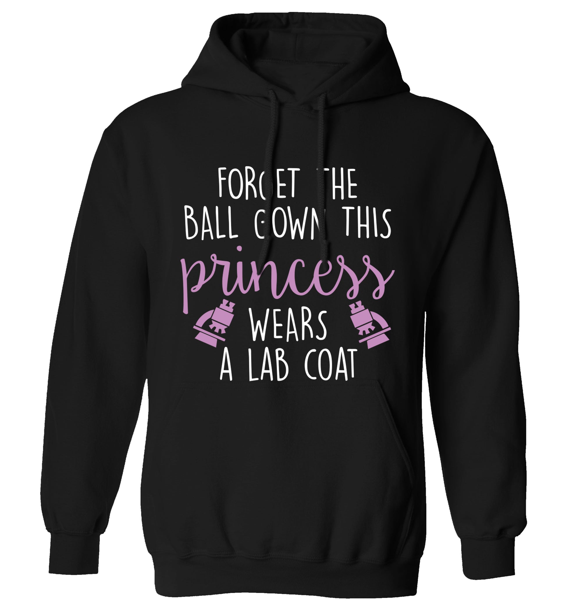Forget the ball gown this princess wears a lab coat adults unisex black hoodie 2XL