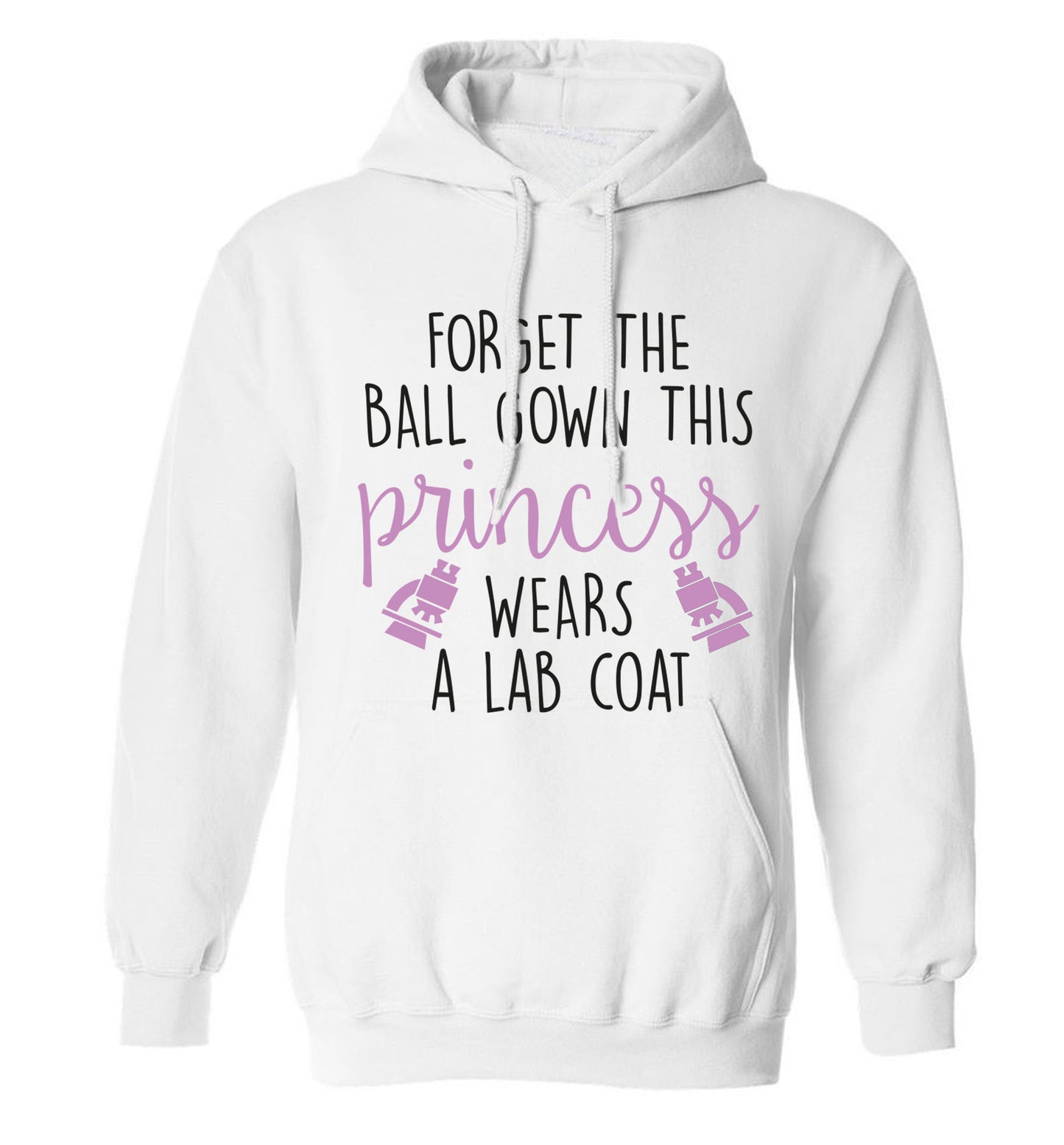 Forget the ball gown this princess wears a lab coat adults unisex white hoodie 2XL