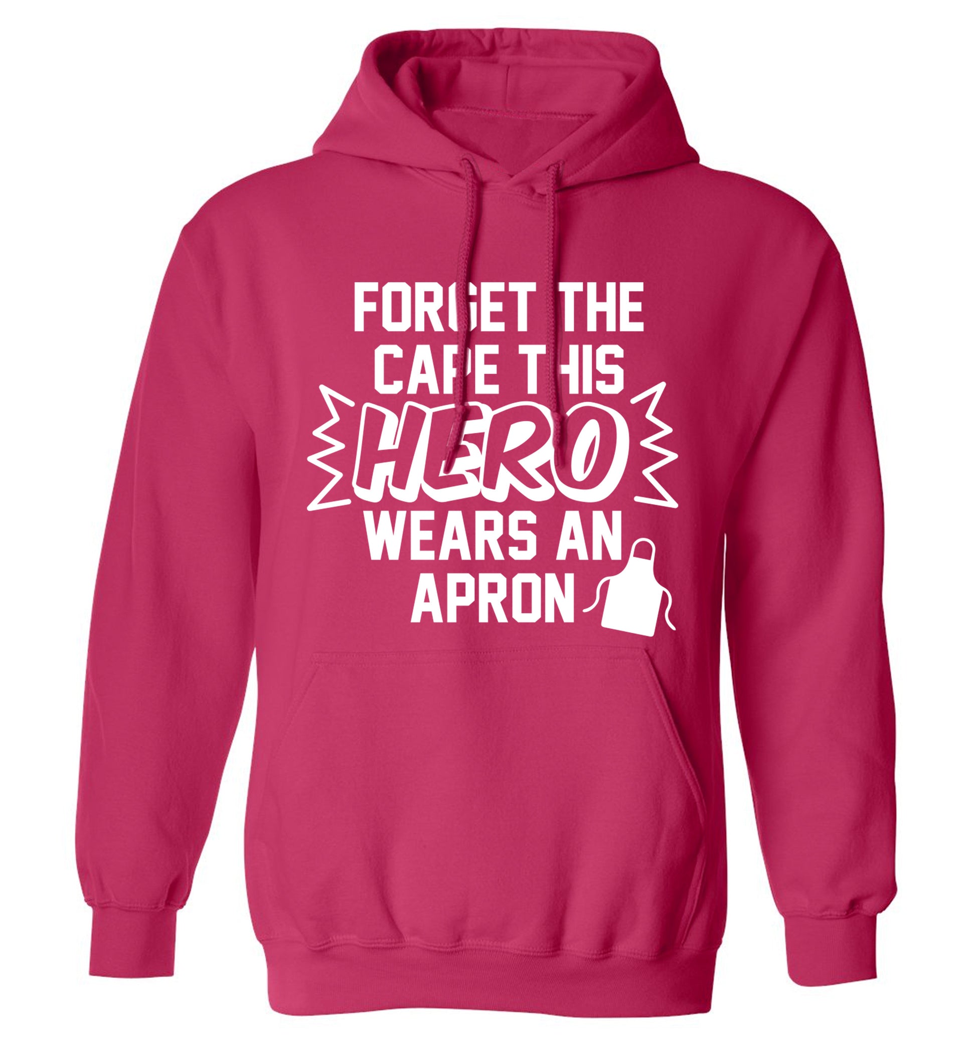 Forget the cape this hero wears an apron adults unisex pink hoodie 2XL