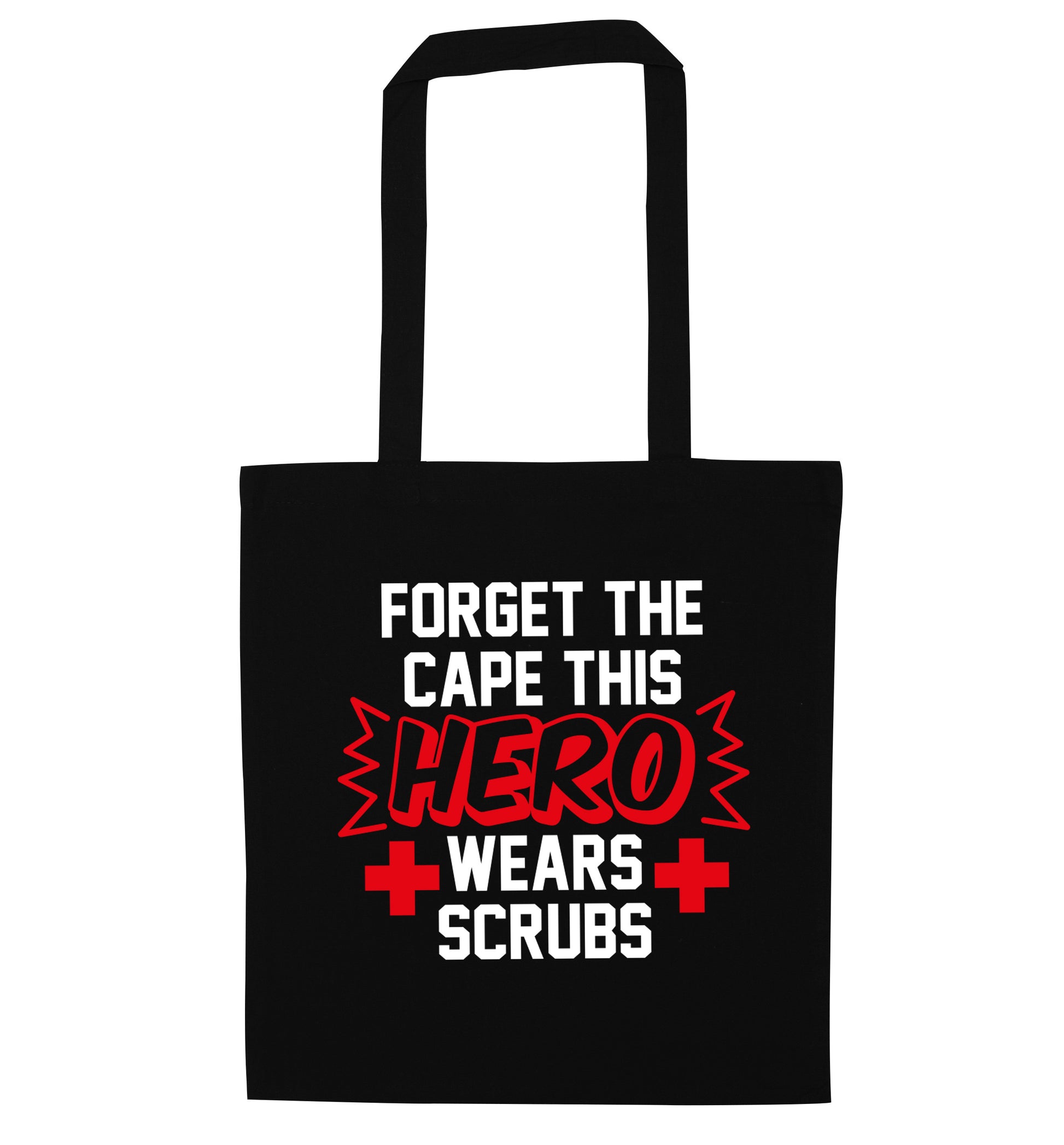 Forget the cape this hero wears scrubs black tote bag