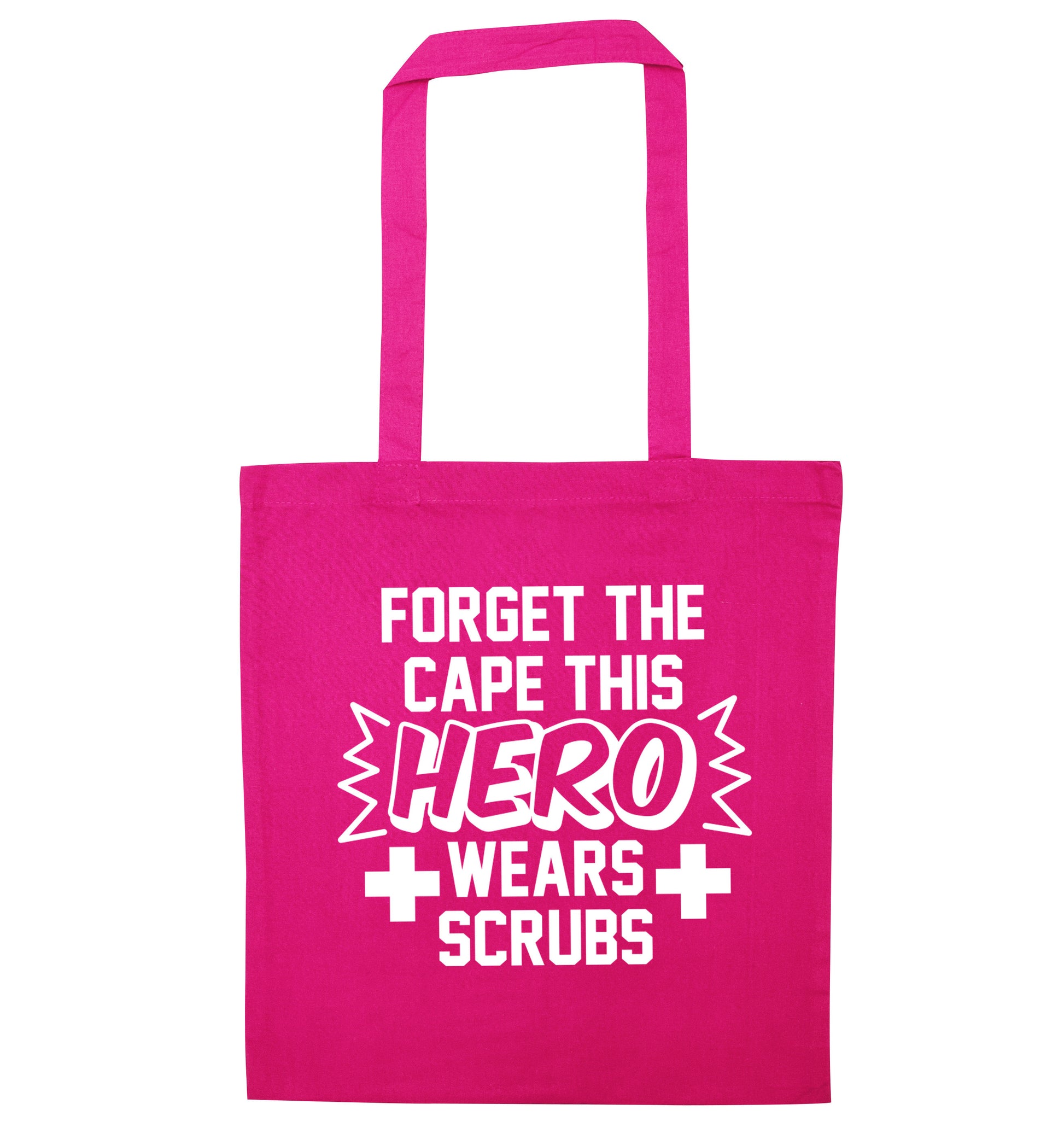 Forget the cape this hero wears scrubs pink tote bag