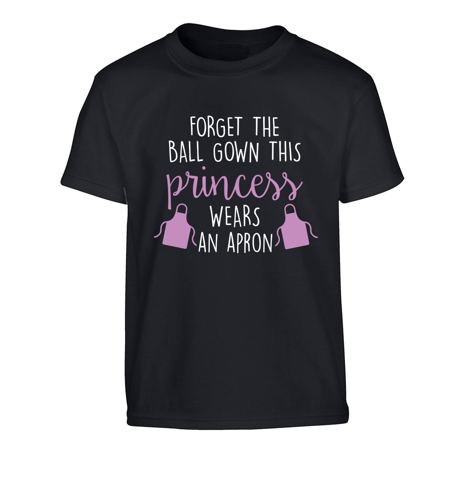 Forget the ball gown this princess wears an apron Children's black Tshirt 12-14 Years