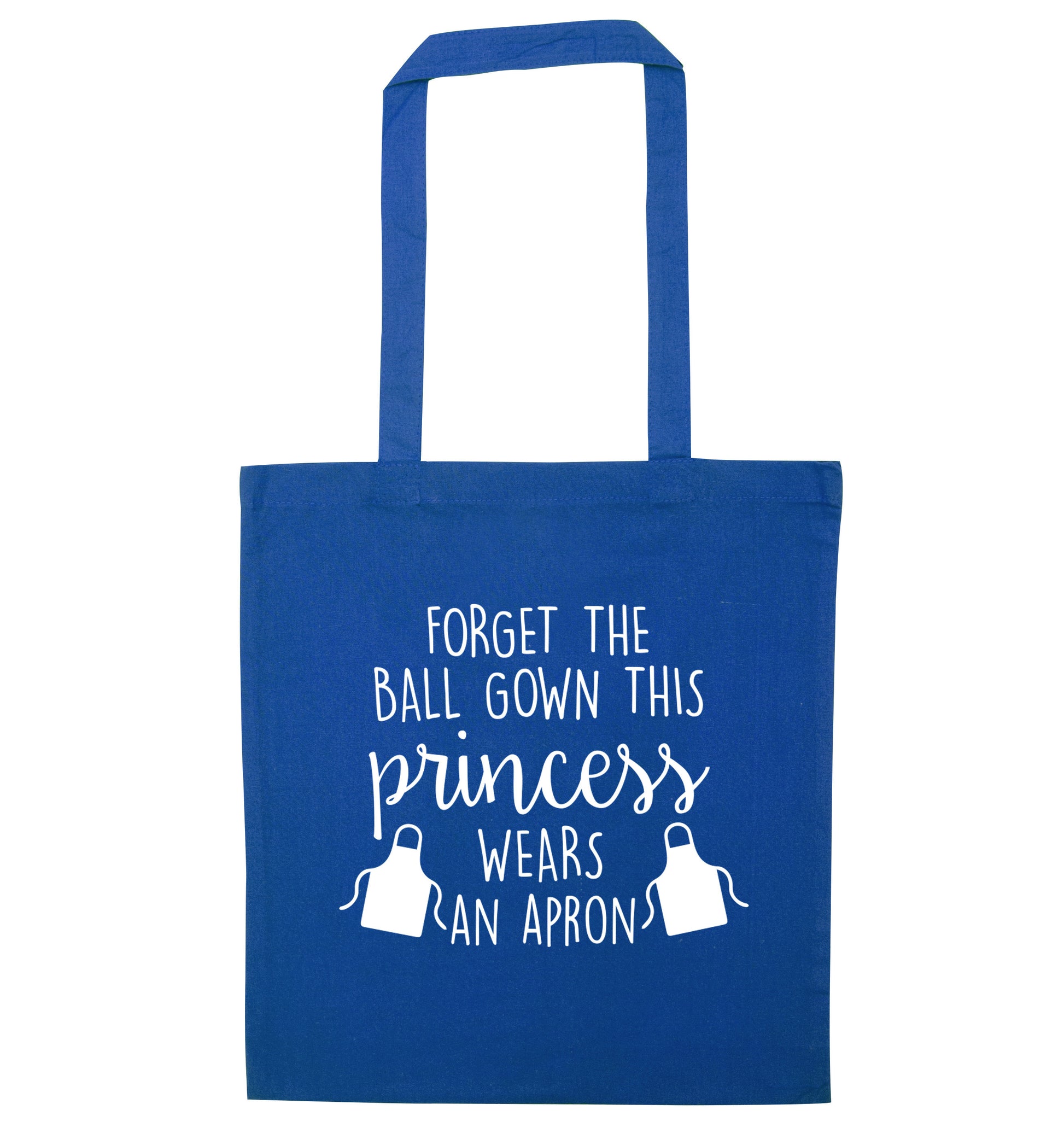 Forget the ball gown this princess wears an apron blue tote bag