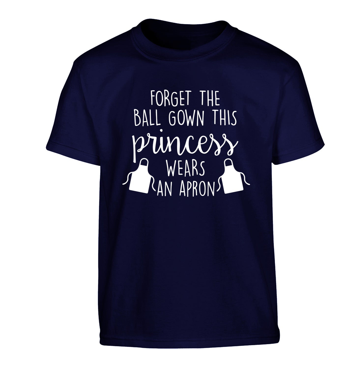 Forget the ball gown this princess wears an apron Children's navy Tshirt 12-14 Years