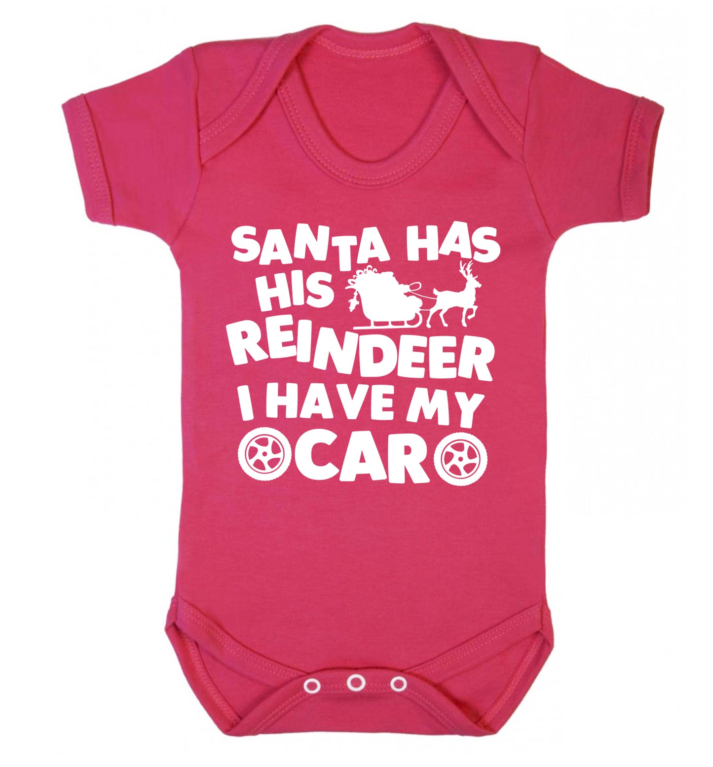 Santa has his reindeer I have my car Baby Vest dark pink 18-24 months