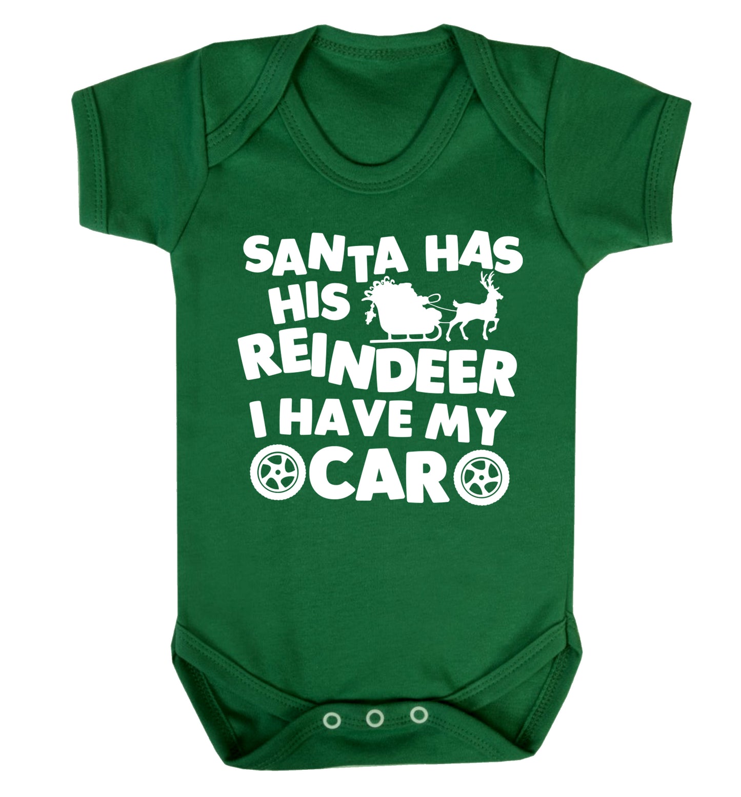 Santa has his reindeer I have my car Baby Vest green 18-24 months