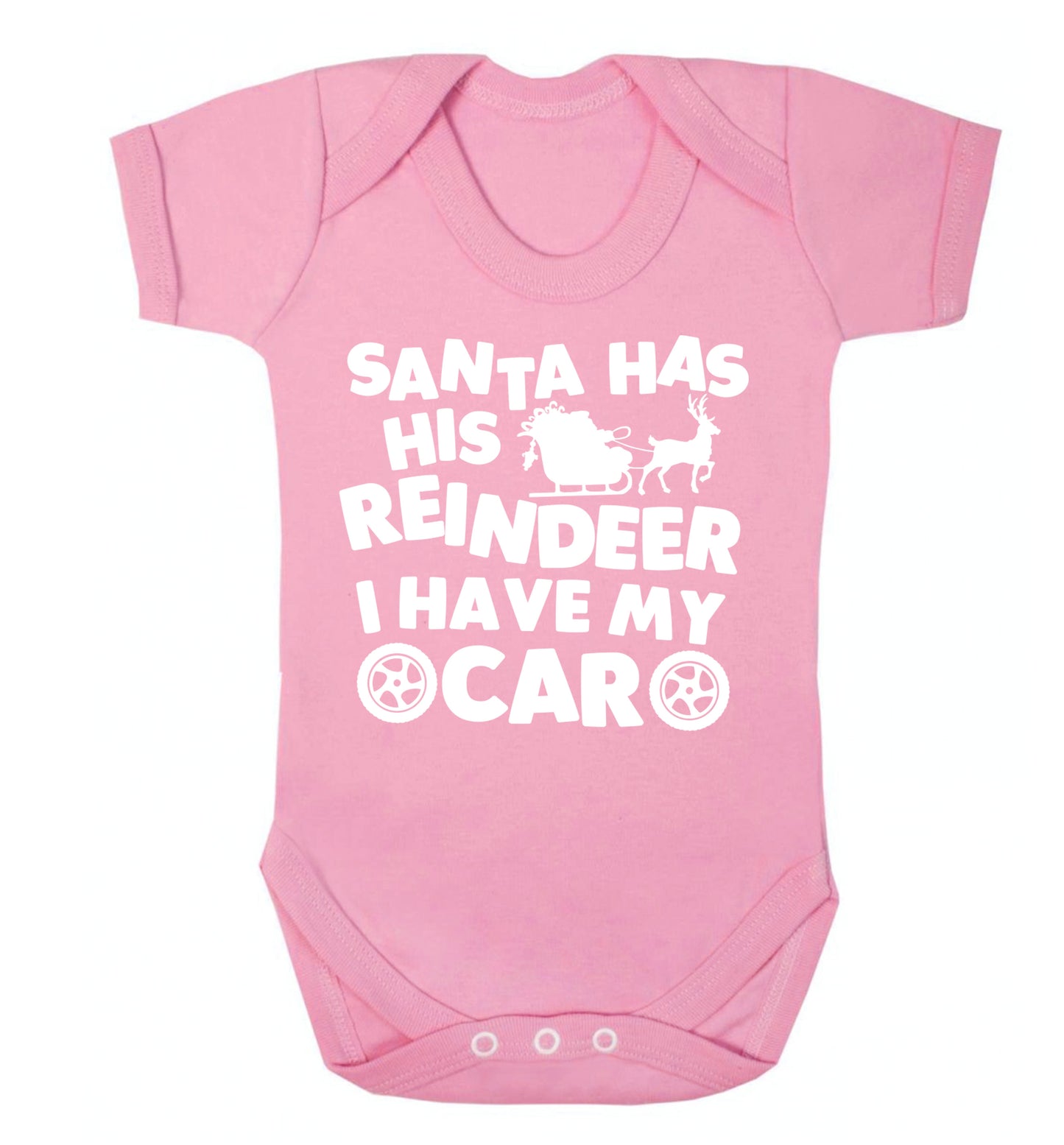 Santa has his reindeer I have my car Baby Vest pale pink 18-24 months