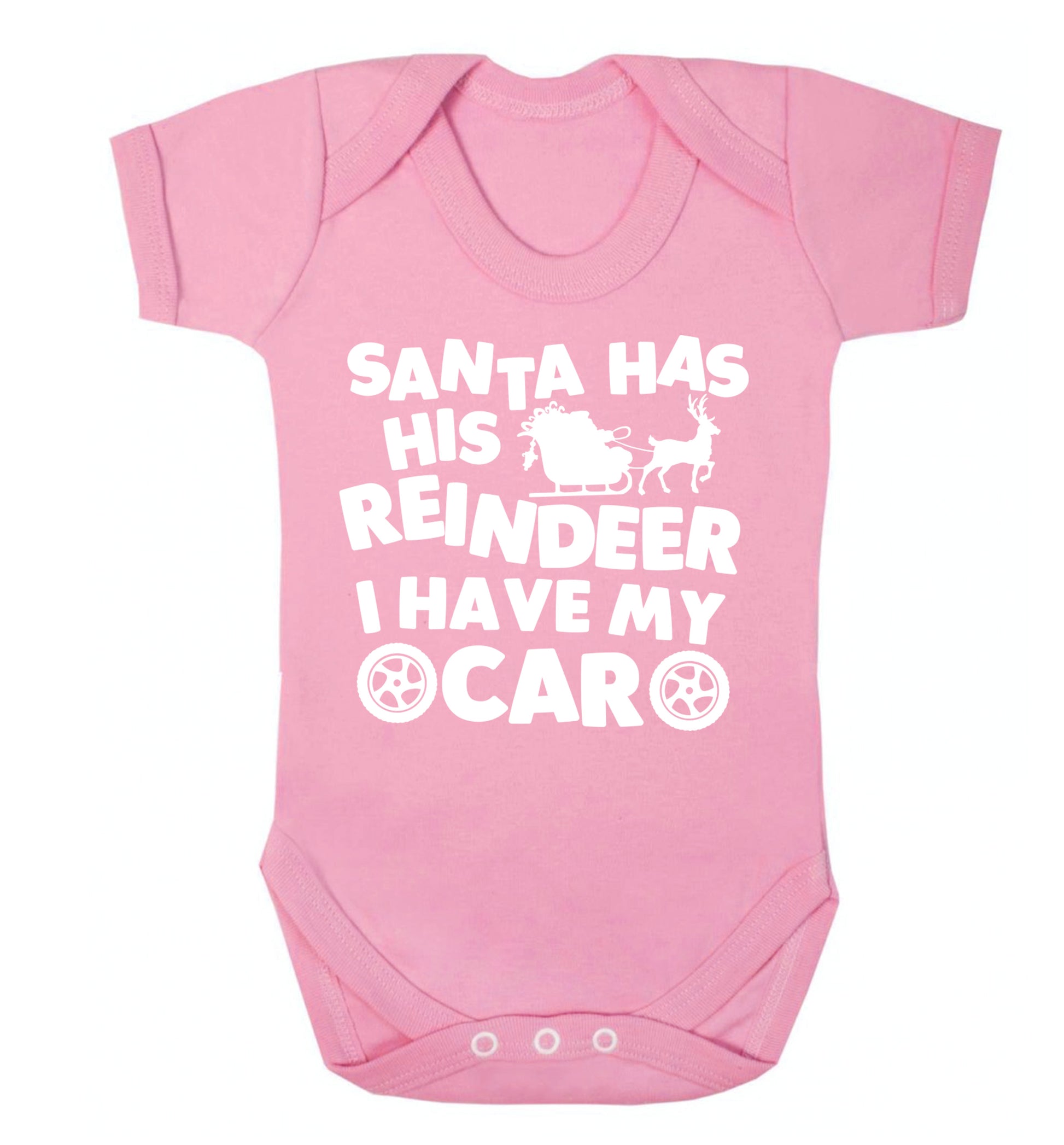 Santa has his reindeer I have my car Baby Vest pale pink 18-24 months