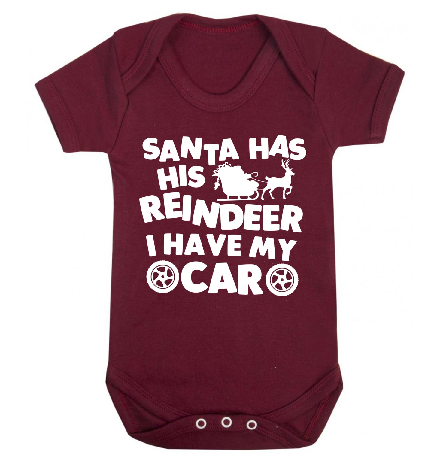 Santa has his reindeer I have my car Baby Vest maroon 18-24 months