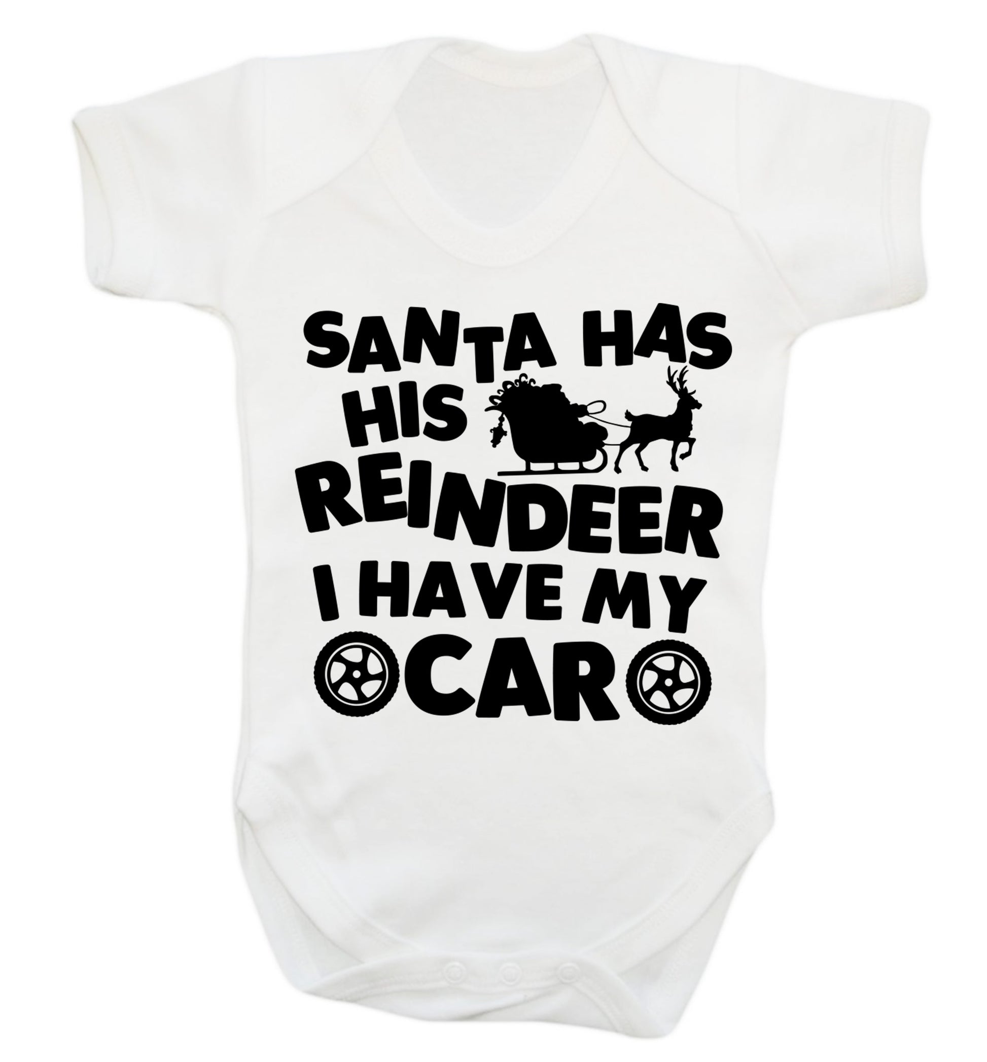 Santa has his reindeer I have my car Baby Vest white 18-24 months