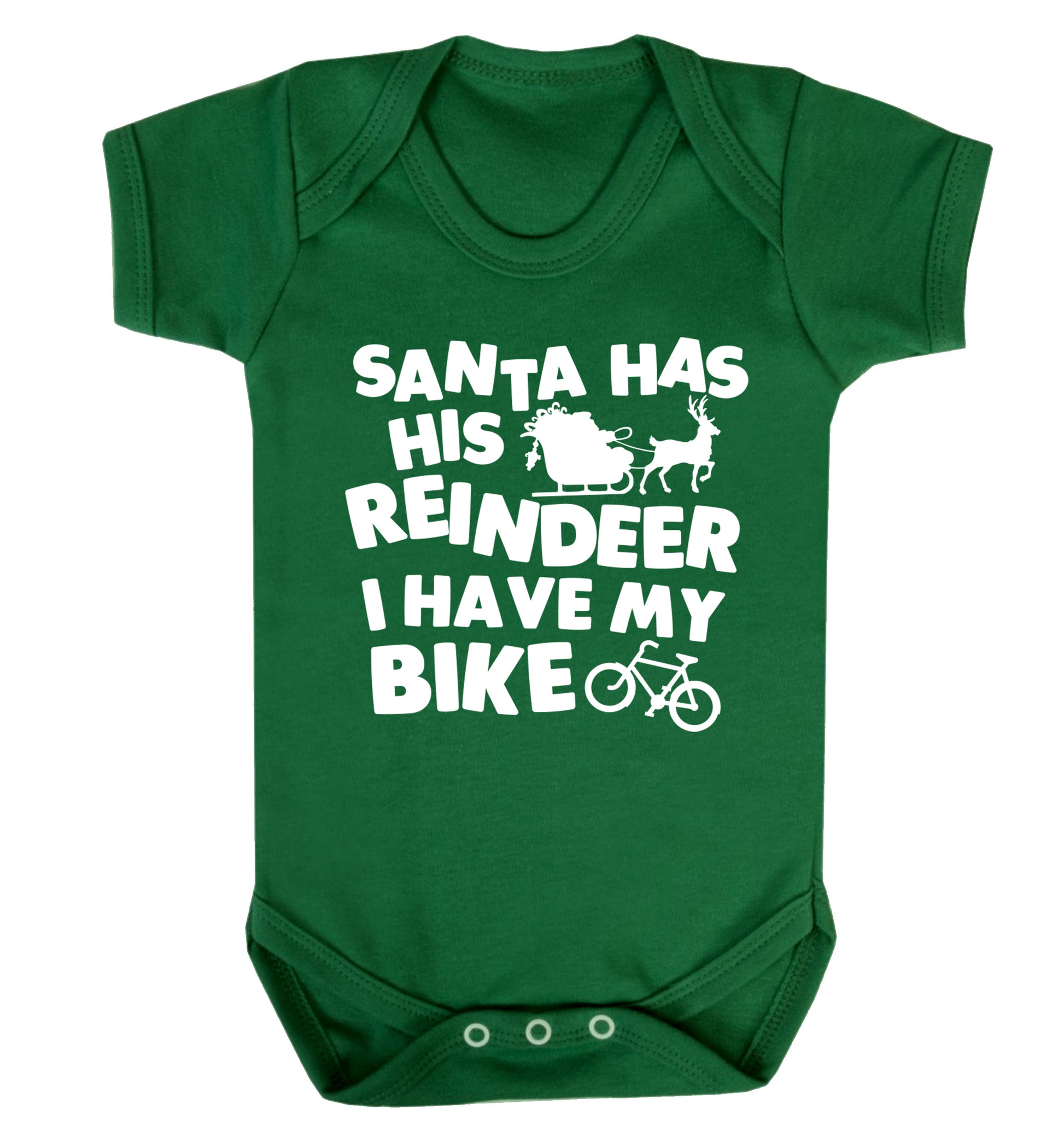 Santa has his reindeer I have my bike Baby Vest green 18-24 months