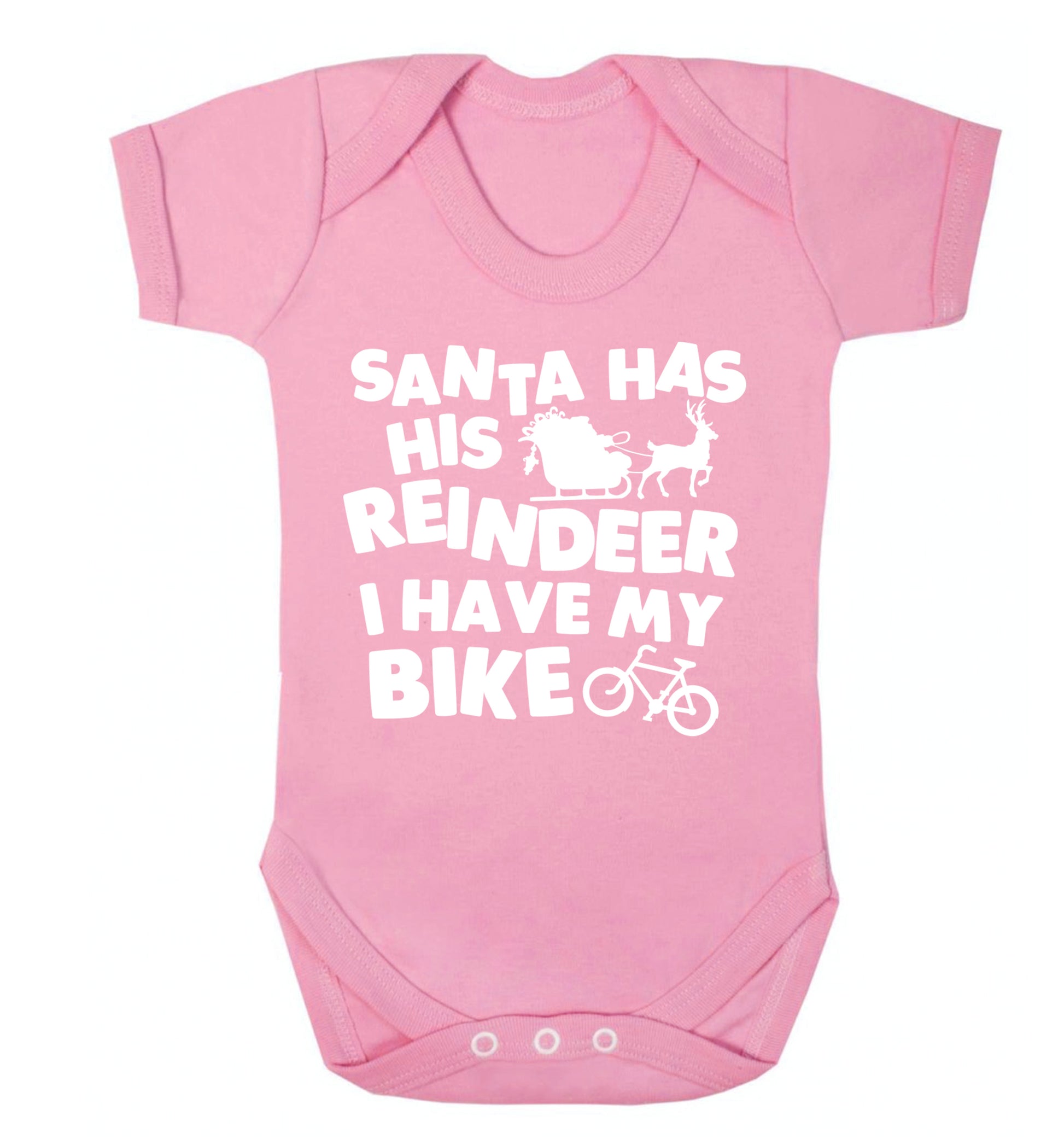 Santa has his reindeer I have my bike Baby Vest pale pink 18-24 months