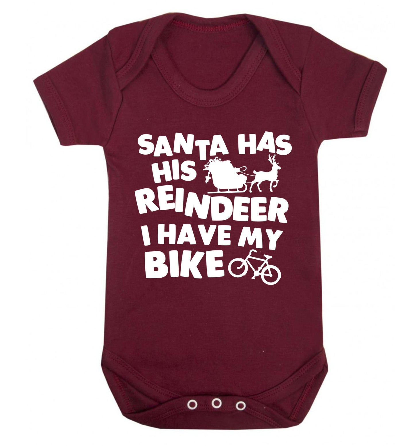 Santa has his reindeer I have my bike Baby Vest maroon 18-24 months