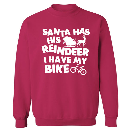 Santa has his reindeer I have my bike Adult's unisex pink Sweater 2XL