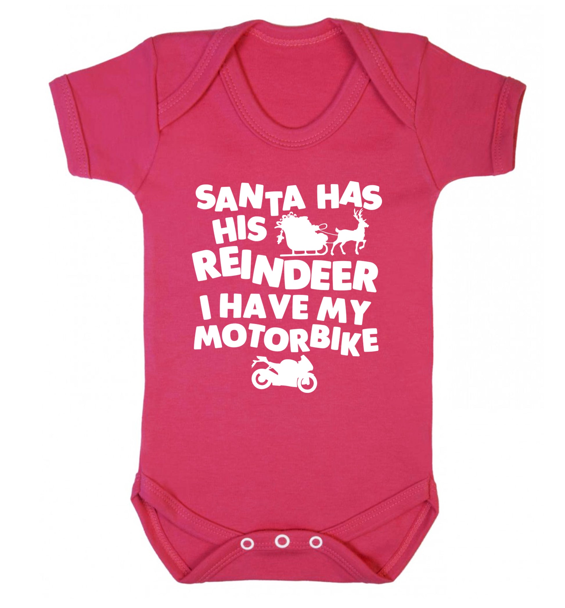 Santa has his reindeer I have my motorbike Baby Vest dark pink 18-24 months