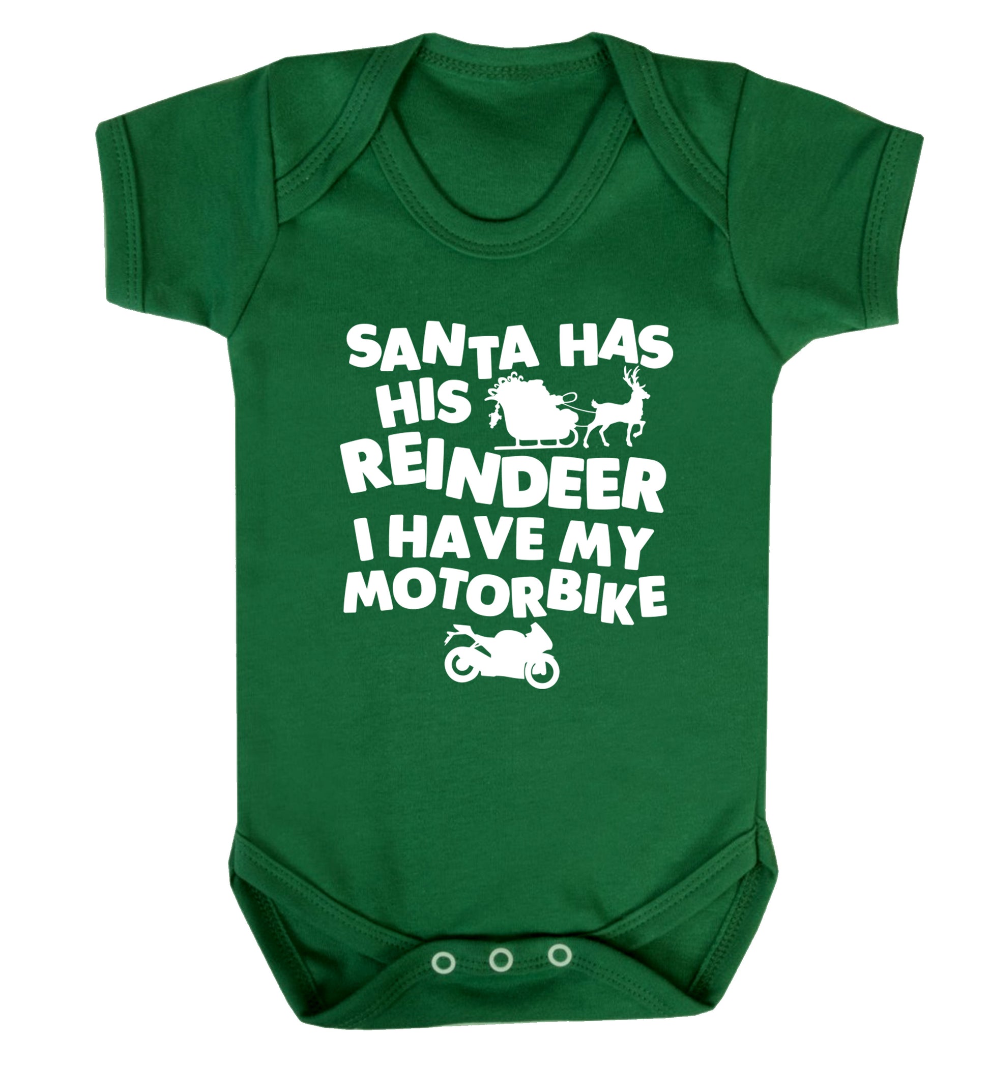 Santa has his reindeer I have my motorbike Baby Vest green 18-24 months