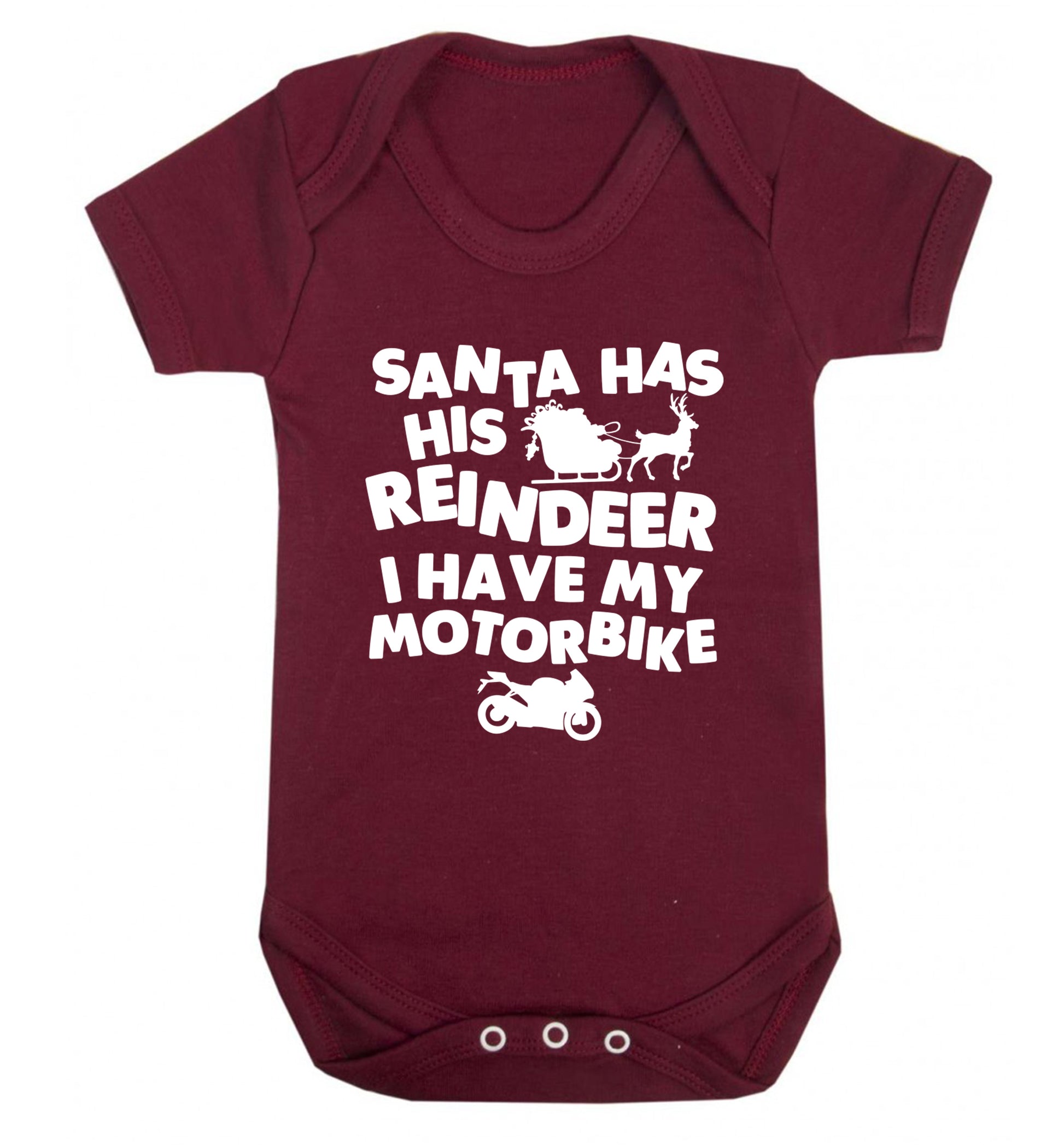 Santa has his reindeer I have my motorbike Baby Vest maroon 18-24 months