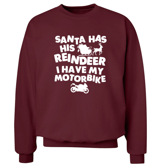 Santa has his reindeer I have my motorbike Adult's unisex maroon Sweater 2XL
