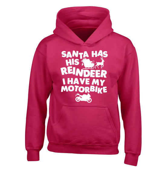 Santa has his reindeer I have my motorbike children's pink hoodie 12-14 Years